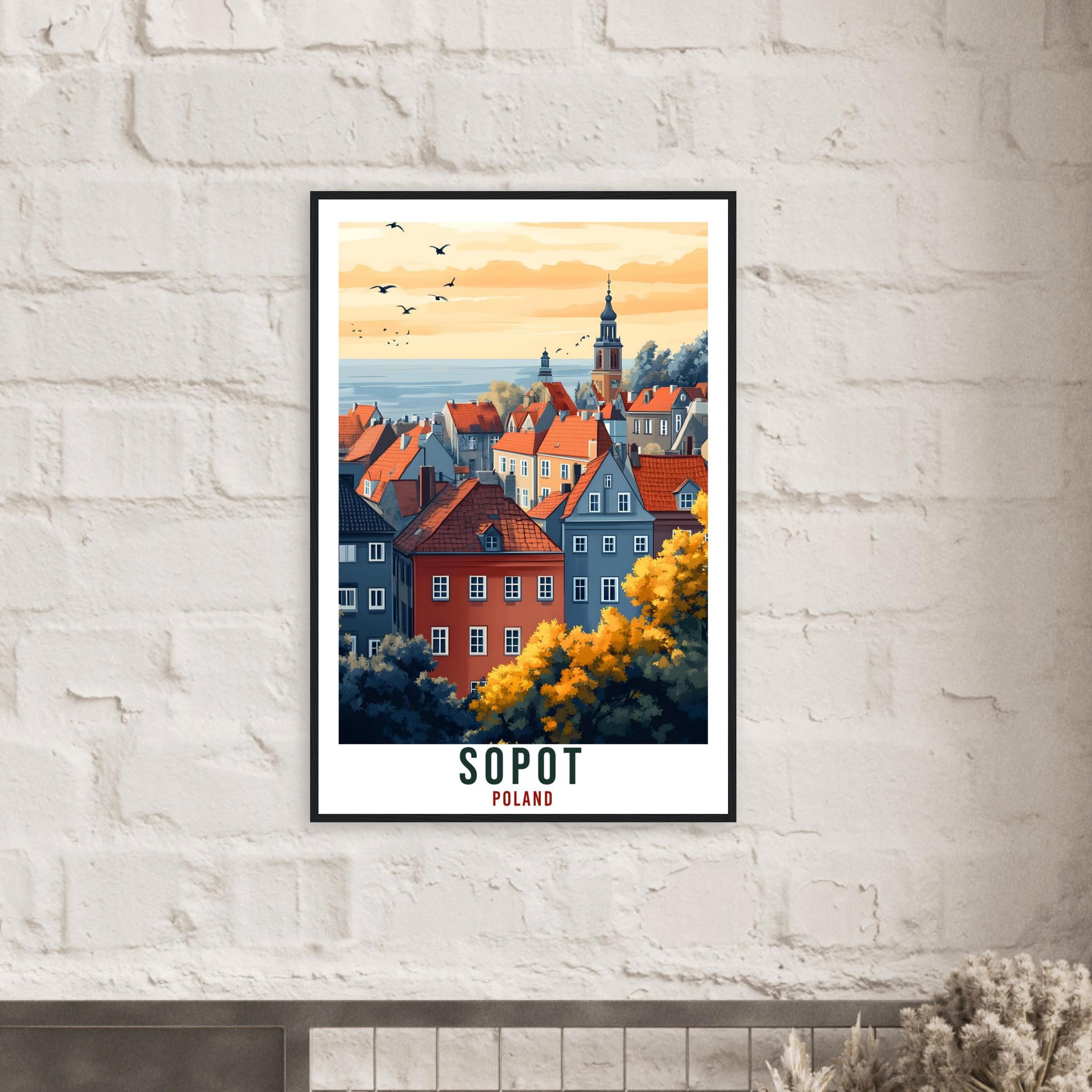 Sopot Travel Print Poland Home Decor Sopot Wall Art Gift Wall Hanging Art Lover Sopot Polish Artwork Travel Poster Poland Travel Artwork