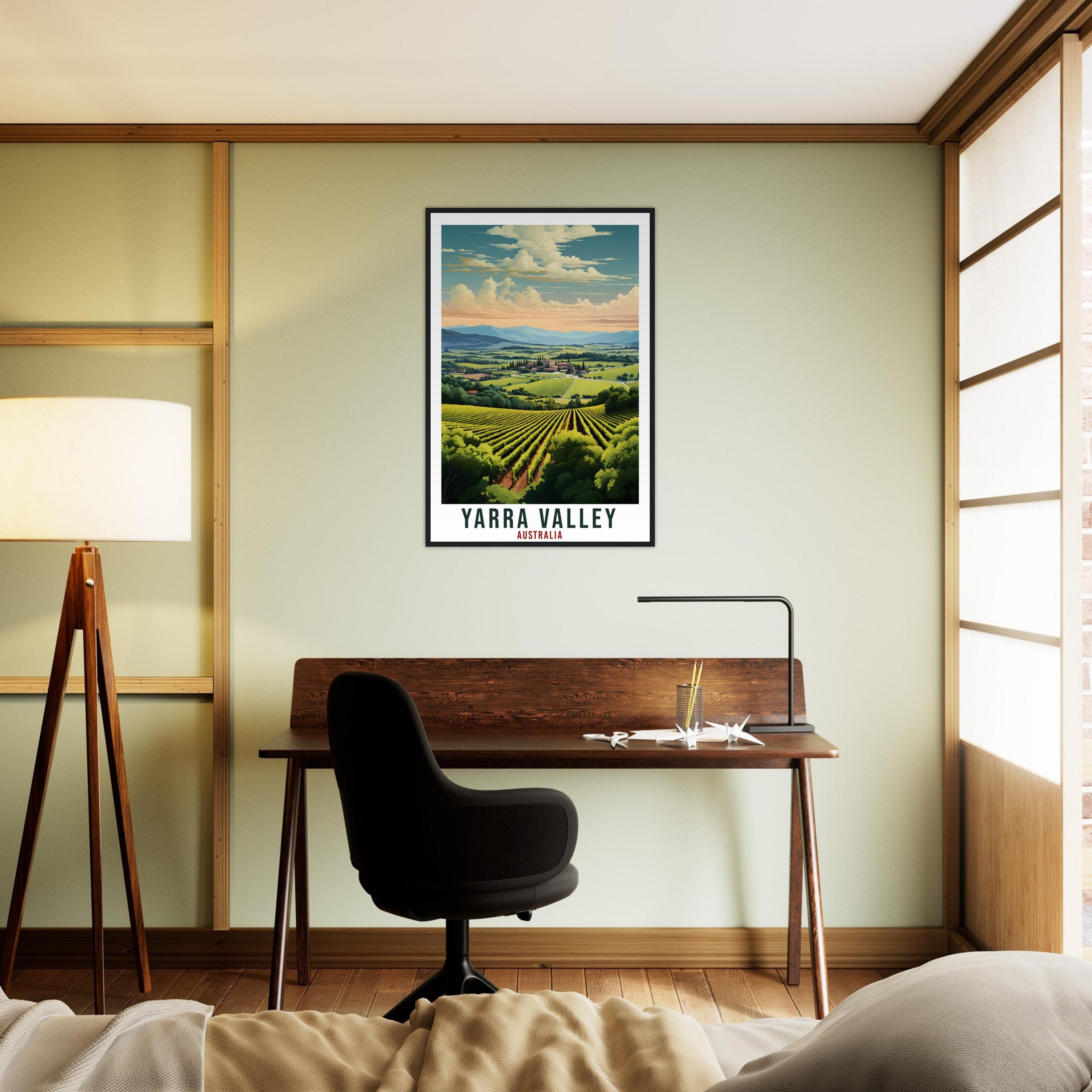 Yarra Valley Travel Poster Wall Art Yarra Valley Australia Home Décor Artwork Wall Hanging  Yarra Valley Vineyard Australian Travel Print
