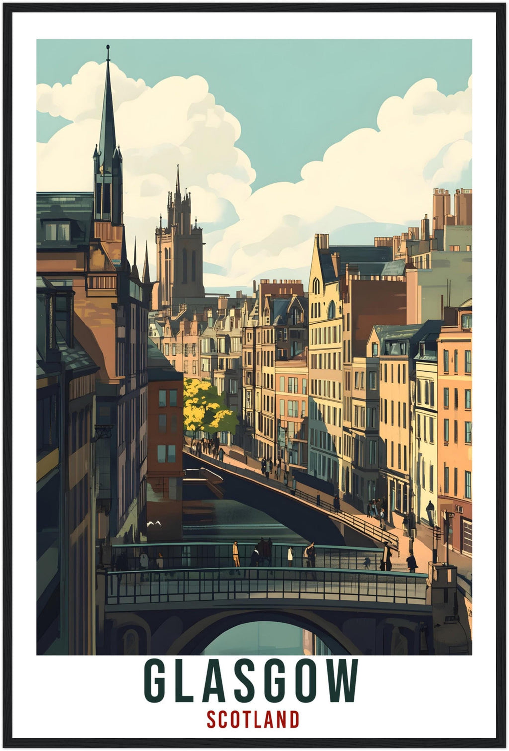 Glasgow Travel Print Scotland Home Decor Glasgow Wall Art Wall Hanging Art Lover Scotland Artwork Travel Poster Glasgow Travel Art Gift