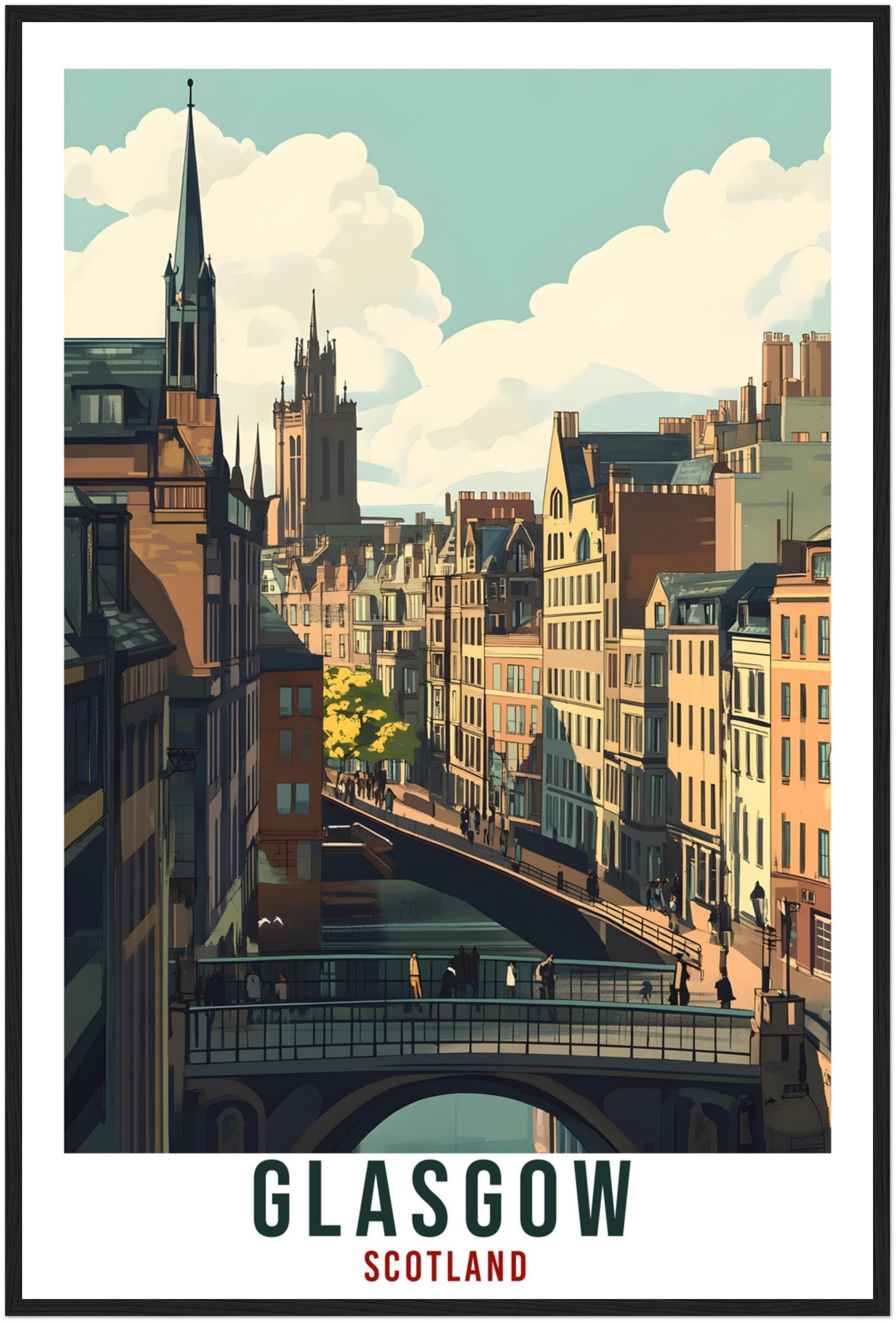 Glasgow Travel Print Scotland Home Decor Glasgow Wall Art Wall Hanging Art Lover Scotland Artwork Travel Poster Glasgow Travel Art Gift