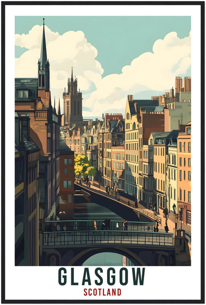 Glasgow Travel Print Scotland Home Decor Glasgow Wall Art Wall Hanging Art Lover Scotland Artwork Travel Poster Glasgow Travel Art Gift