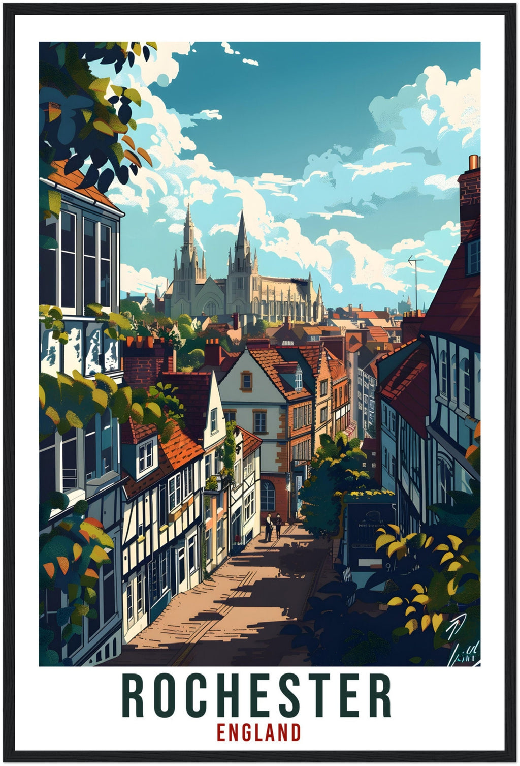 Rochester Travel Print Wall Art Wall Hanging Home Living Décor Rochester Gift Art Lovers Gift UK Artwork Gift Print England Travel Poster