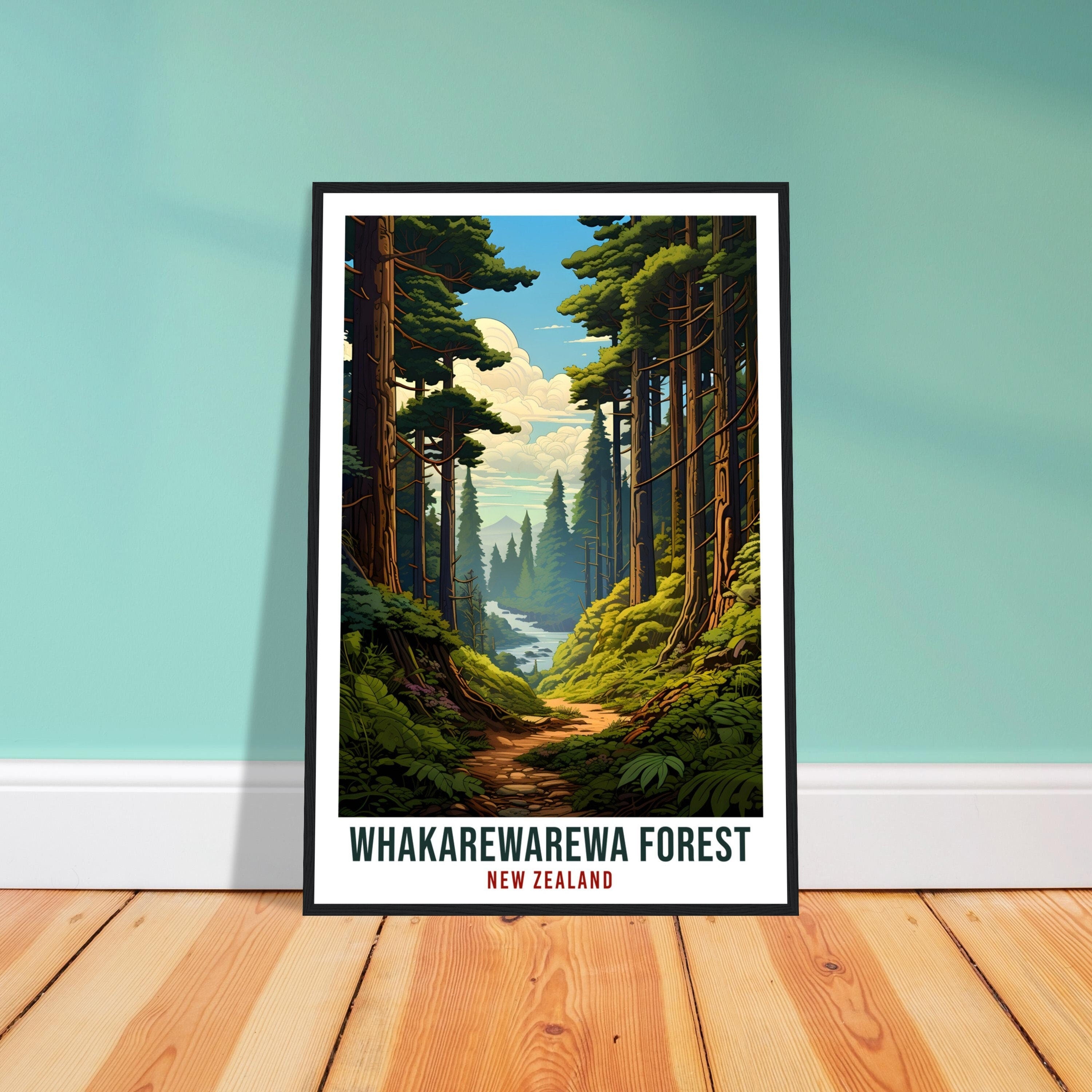 Whakarewarewa Forest Travel Print Wall Art Whakarewarewa Forest New Zealand Artwork Whakarewarewa Travel Poster New Zealand Art Lovers Gift
