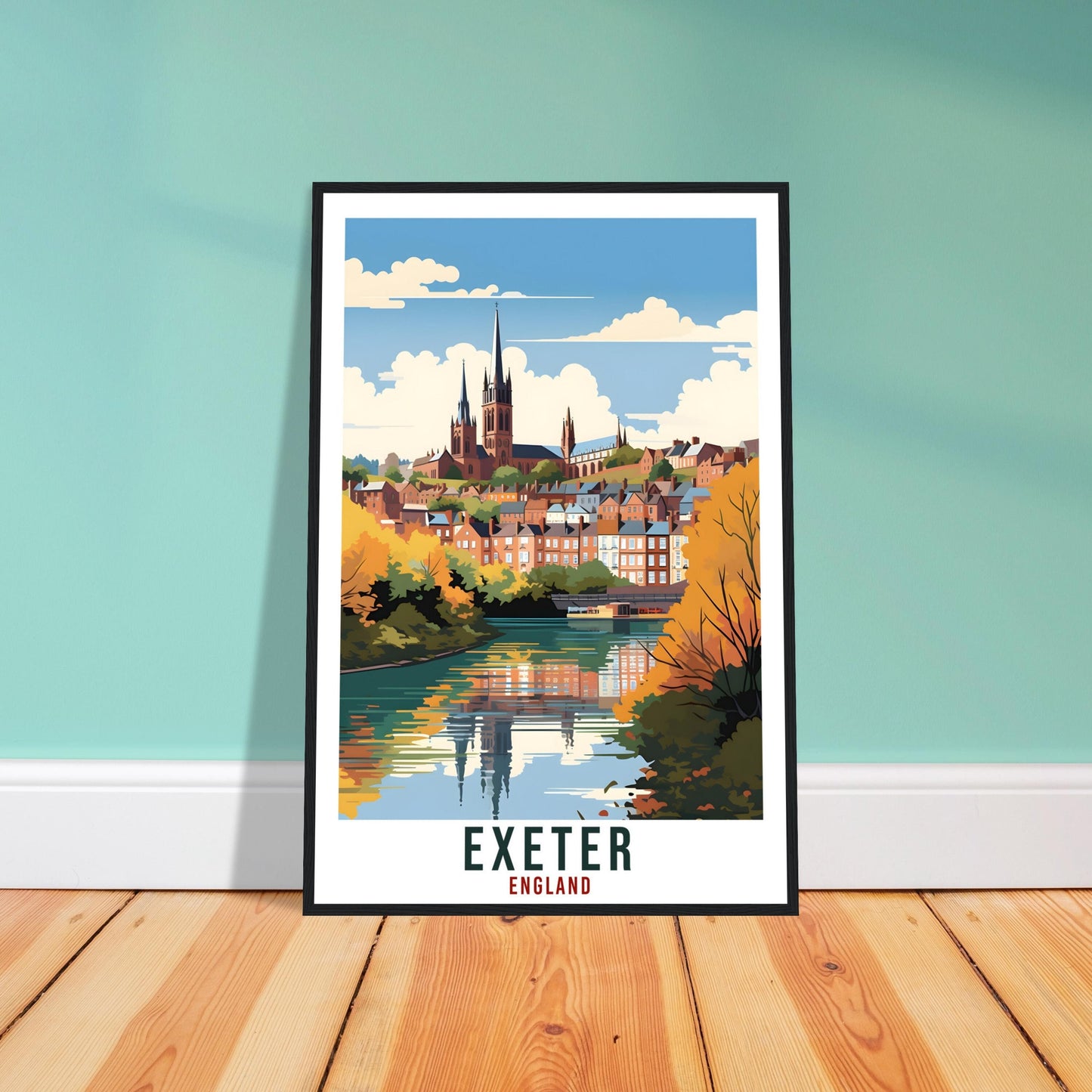 Exeter Travel Print English Wall Art Home Decor Wall Hanging Travel Art Gift Exeter Travel Poster England Landscape Artwork Art Lover Gift