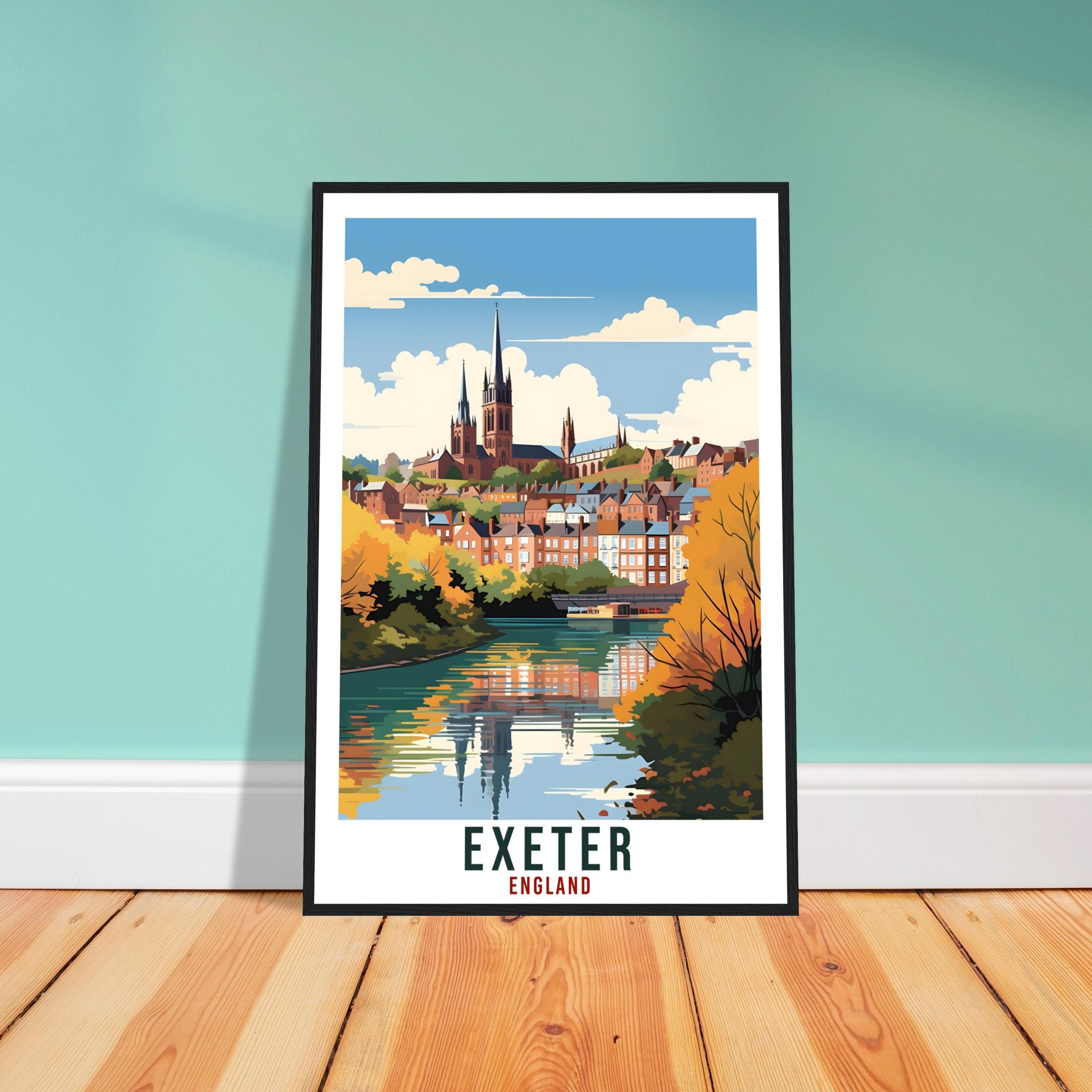 Exeter Travel Print English Wall Art Home Decor Wall Hanging Travel Art Gift Exeter Travel Poster England Landscape Artwork Art Lover Gift