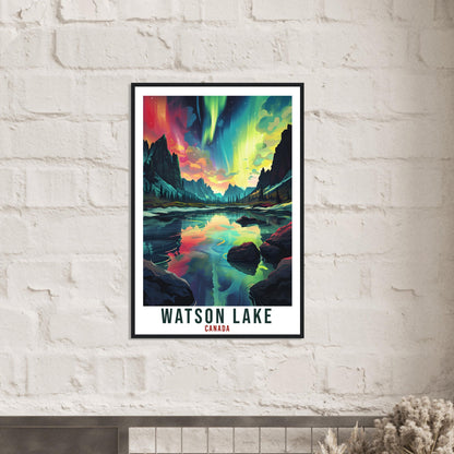 Watson Lake Travel Print Canada Northern Lights Wall Art Wall Hanging Travel Art Gift Watson LakeTravel Poster Canada Landscape Artwork