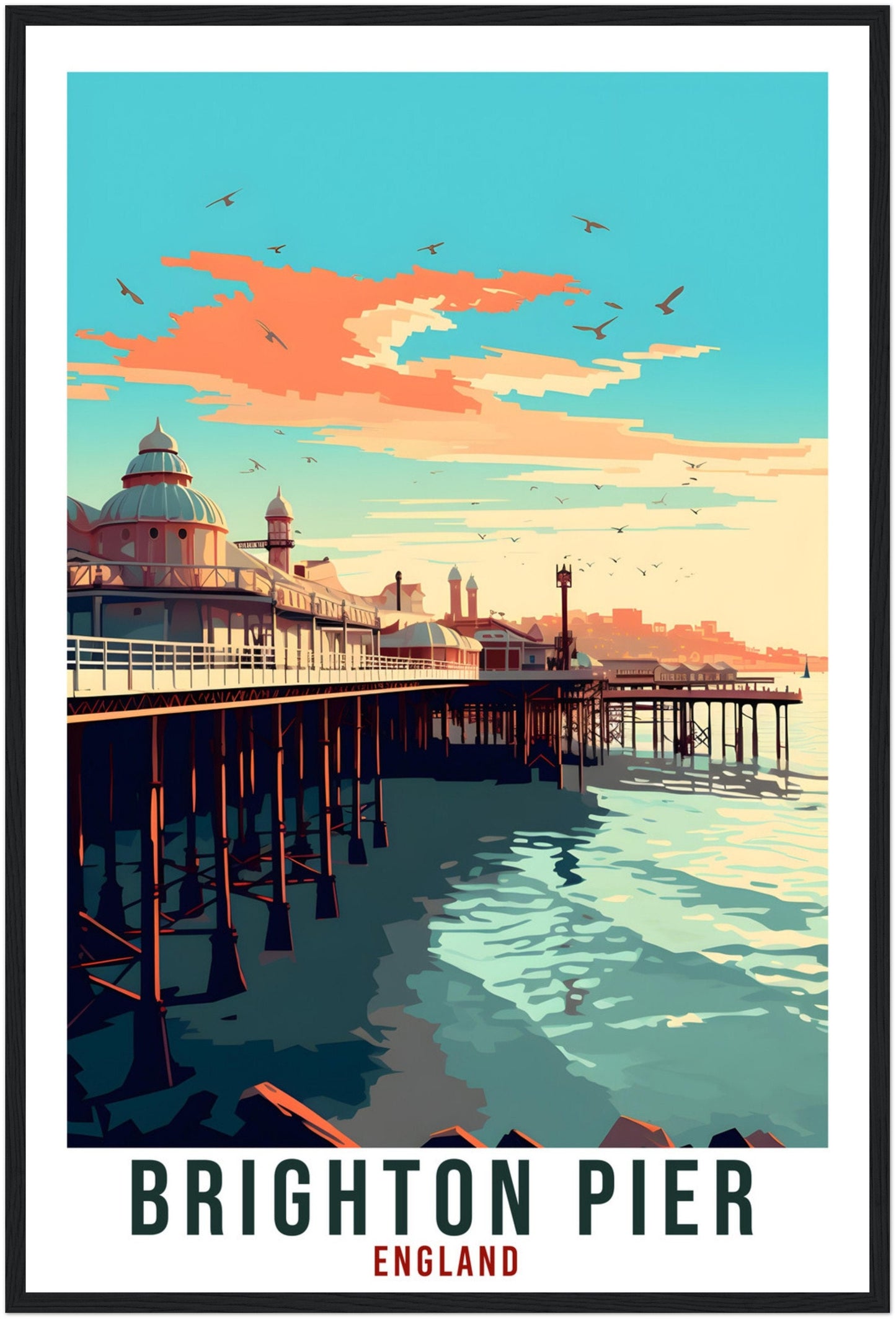 Brighton Pier Travel Print Wall Art Wall Hanging Home Living Décor Brighton Pier Gift Art Lovers UK Artwork Gift Print England Travel Poster