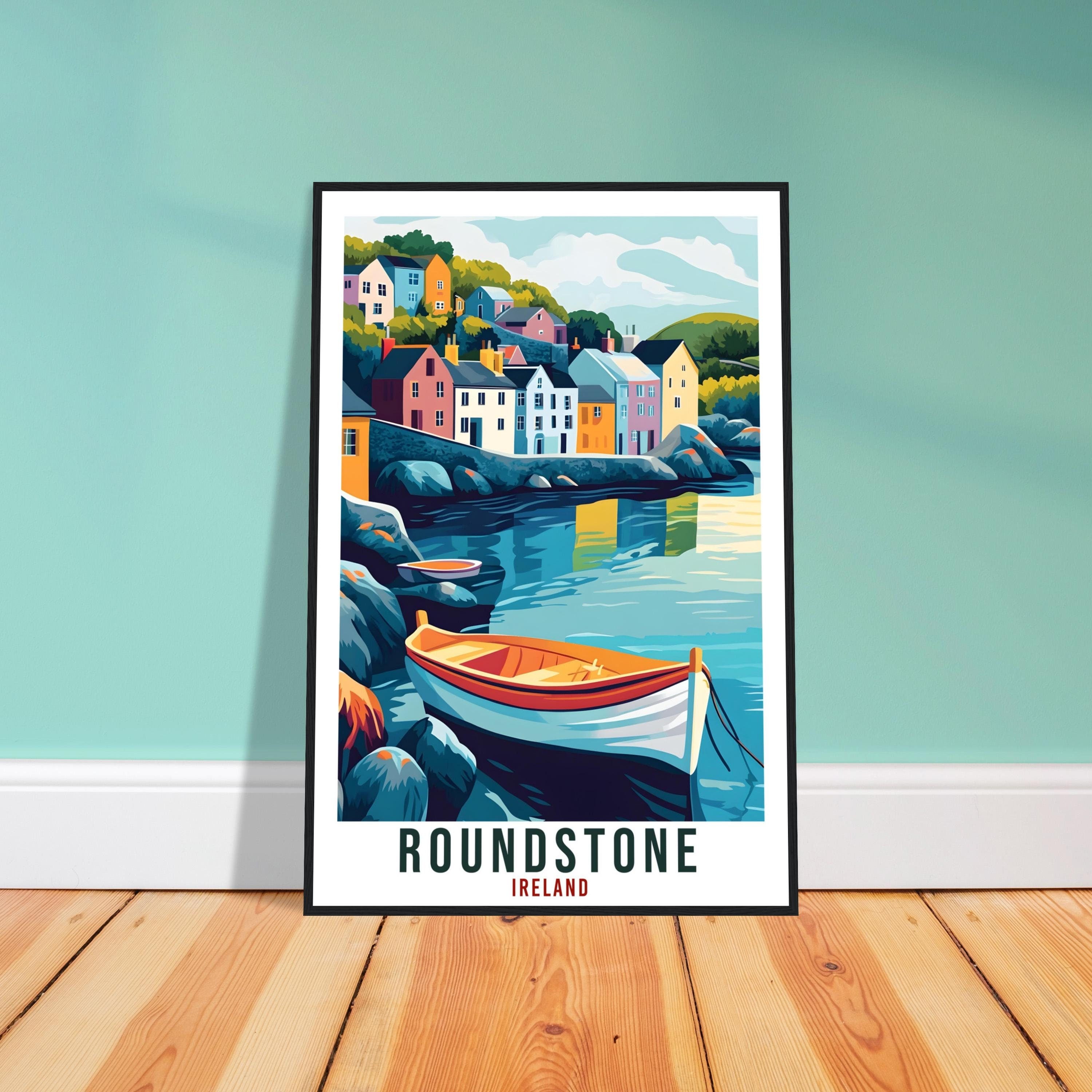 Roundstone Travel Print Ireland Home Decor Roundstone Wall Art Gift Wall Hanging Art Lover Roundstone Irish Artwork Travel Poster Ireland