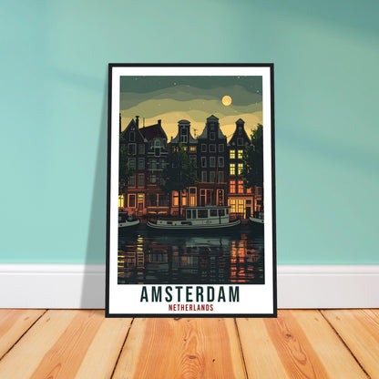 Amsterdam Travel Poster Wall Art Amsterdam Netherlands Wall Hanging Artwork Art Gifts Amsterdam Travel Print Netherlands Art Lovers Gift