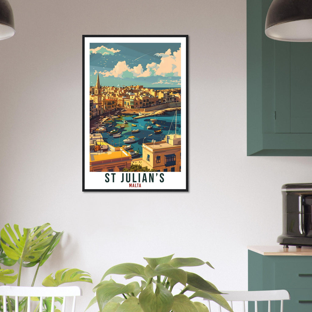 St Julians Travel Print Malta Wall Art Wall Hanging Home Living Décor St Julians Gift Art Lovers Gift Malta Artwork Gift Malta Travel Poster