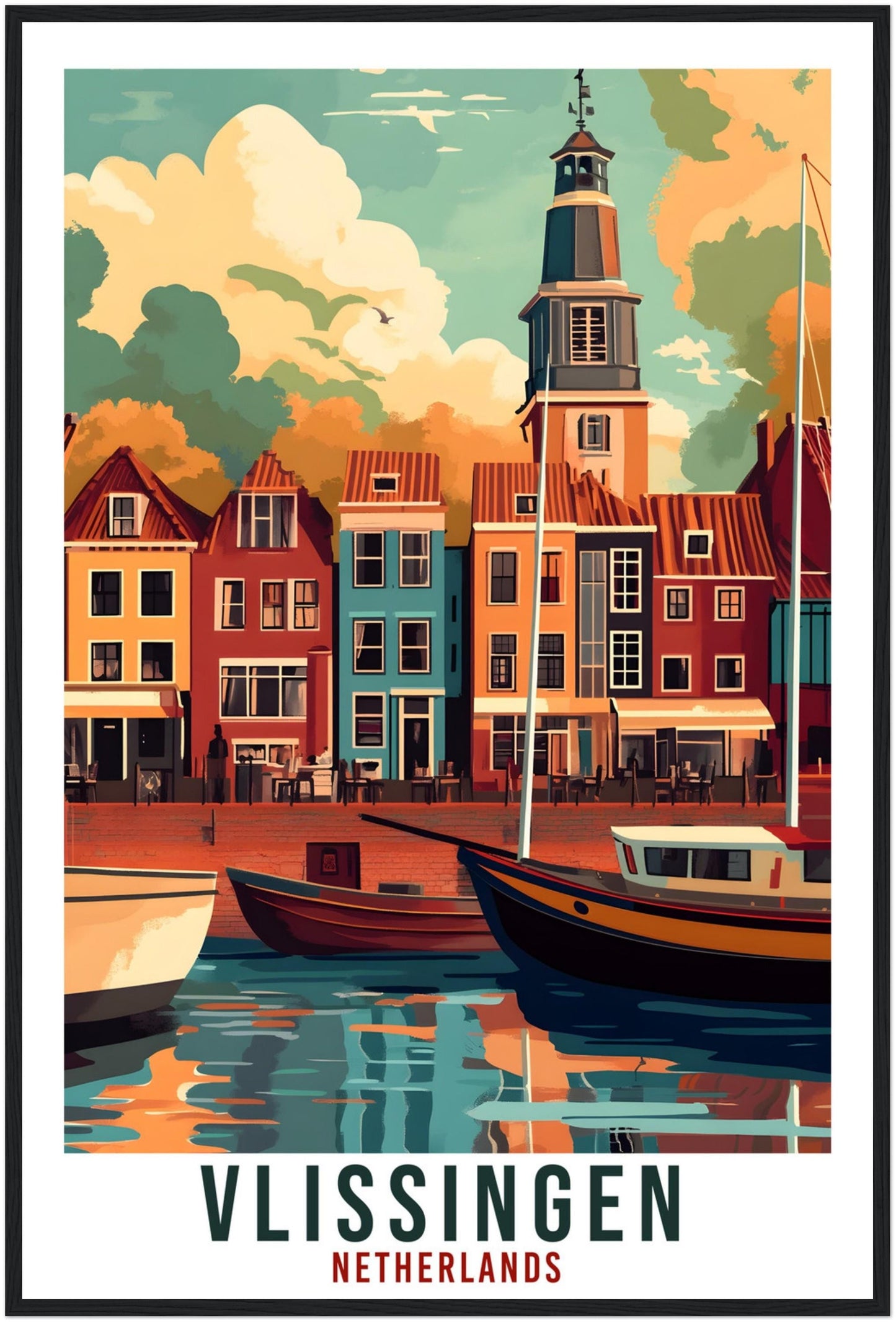 Vlissingen Travel Poster Netherlands Decor Vlissingen Wall Art Gift Wall Hanging Vlissingen Dutch Artwork Travel Print Holland Travel Art