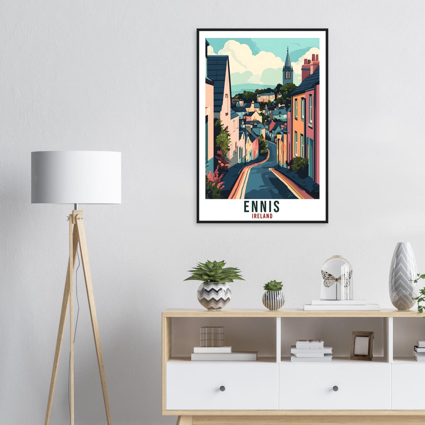 Ennis Travel Print Ireland Home Decor Ennis Wall Art Wall Hanging Art Lover Irish Artwork Travel Poster Ennis Town Ireland Travel Art