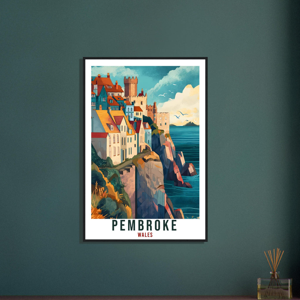 Pembroke Travel Print Wales Home Decor Pembroke Wall Art Wall Hanging Art Lover Wales Artwork Travel Poster Pembroke Travel Art Gift