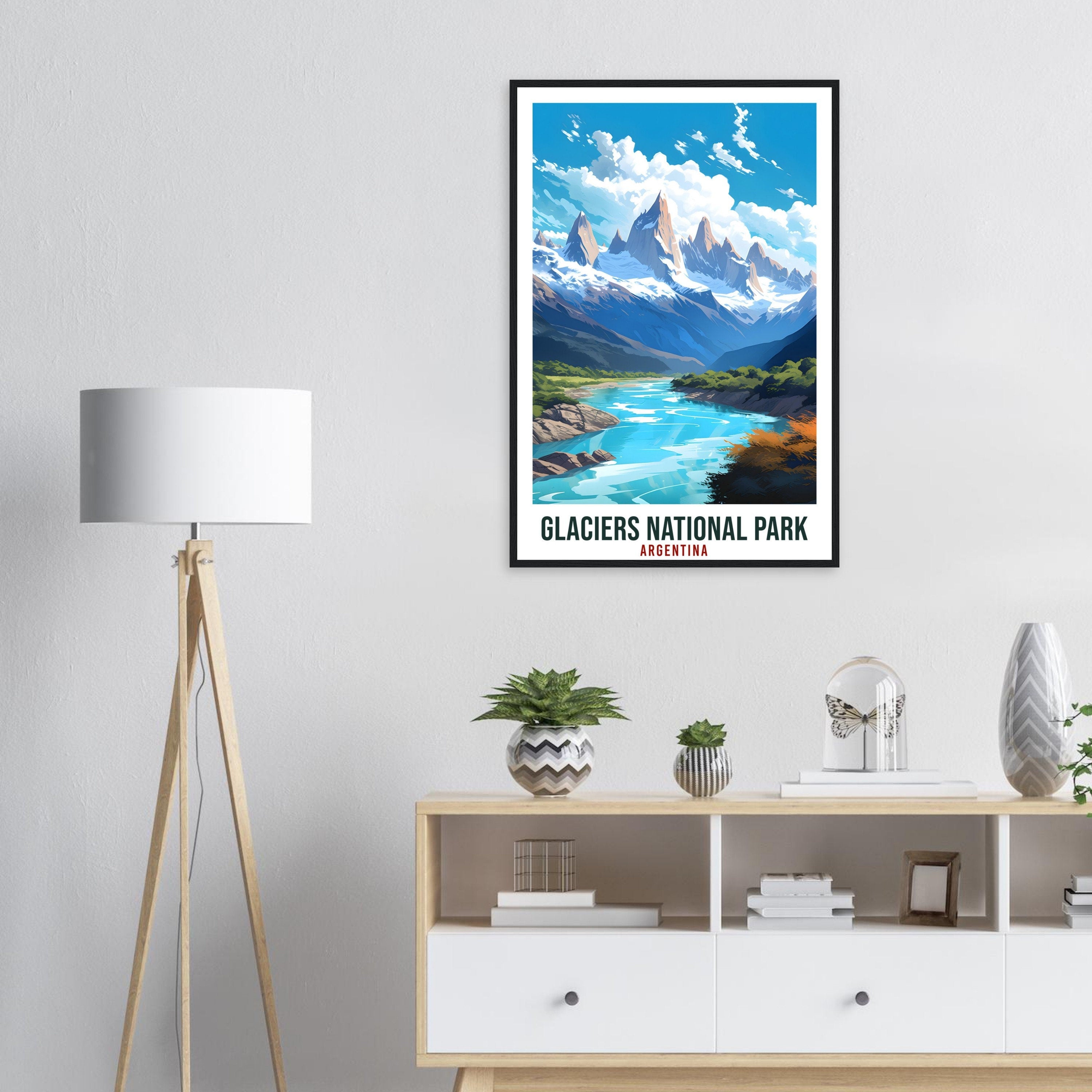 Glacier National Park Travel Print Wall Art Argentina Glacier Landscape Artwork Art Gifts Travel Poster Argentinian National Park Art