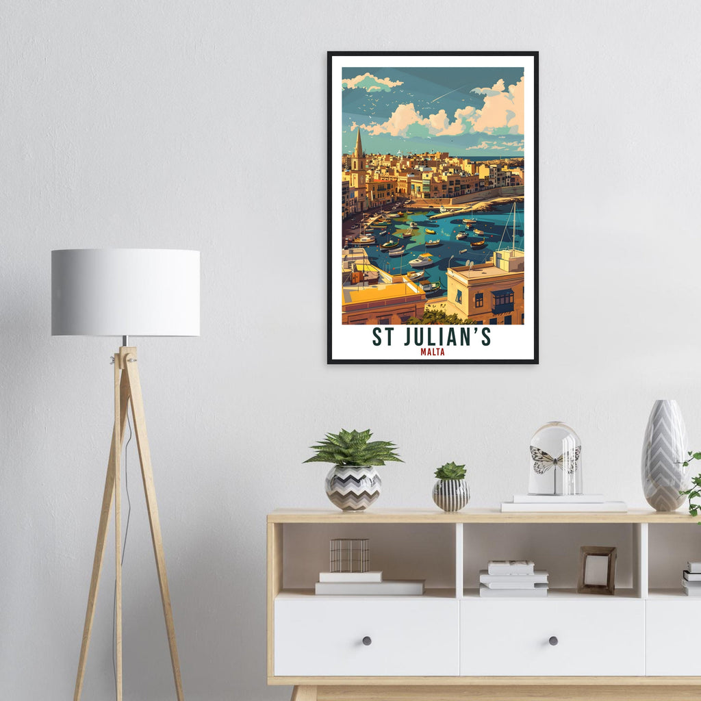 St Julians Travel Print Malta Wall Art Wall Hanging Home Living Décor St Julians Gift Art Lovers Gift Malta Artwork Gift Malta Travel Poster