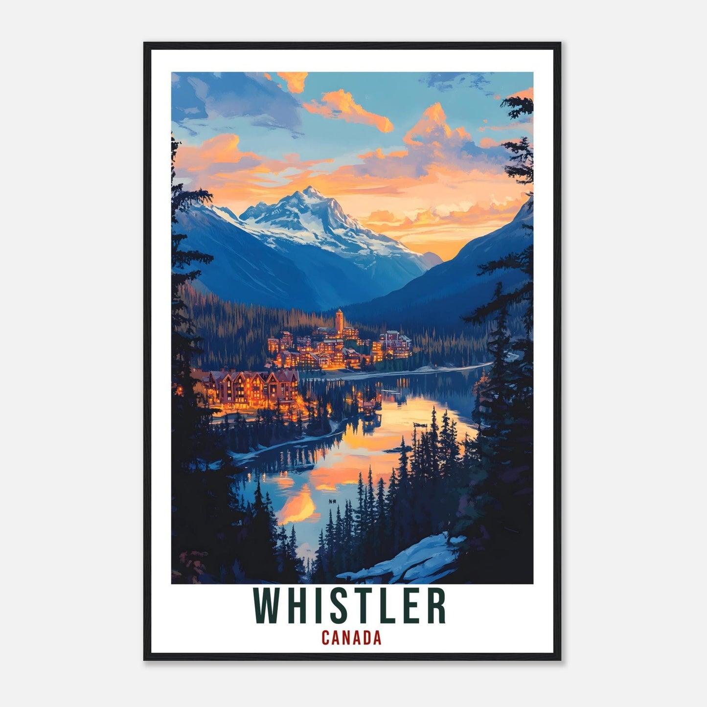 Whistler Travel Print Canada Home Decor Whistler Wall Art Wall Hanging Art Lover Whistler Canadian Artwork Travel Poster British Columbia