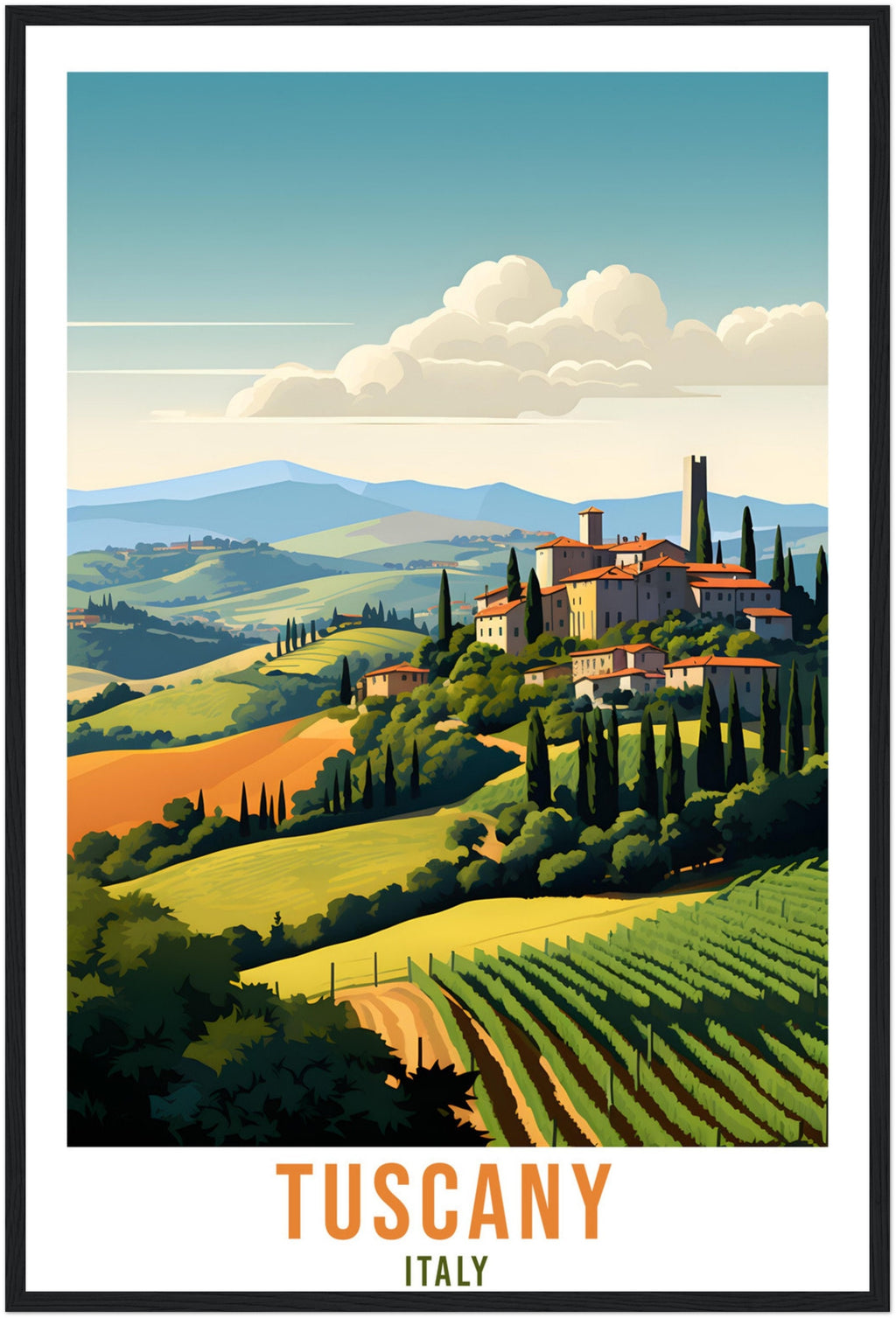 Tuscany Travel Print Wall Tuscany Nature Landscape Wall Hanging Travel Poster Italy Home Decor Tuscany Gift Italy Travel Art Tuscany Hills