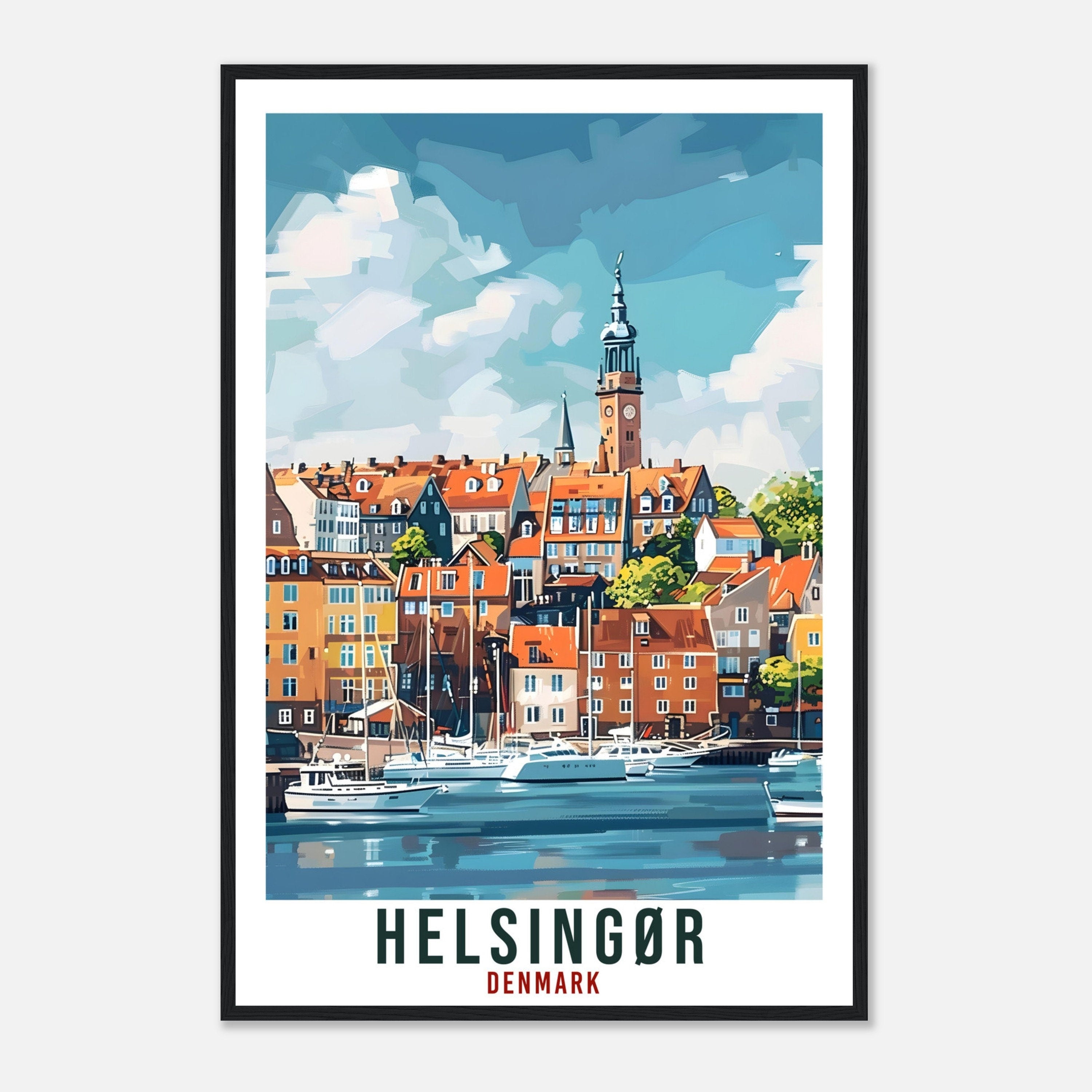 Helsingør Travel Poster Denmark Wall Art Wall Hanging Home Living Décor Helsingør Gift Art Lovers Denmark Artwork Gift Danish Travel Print