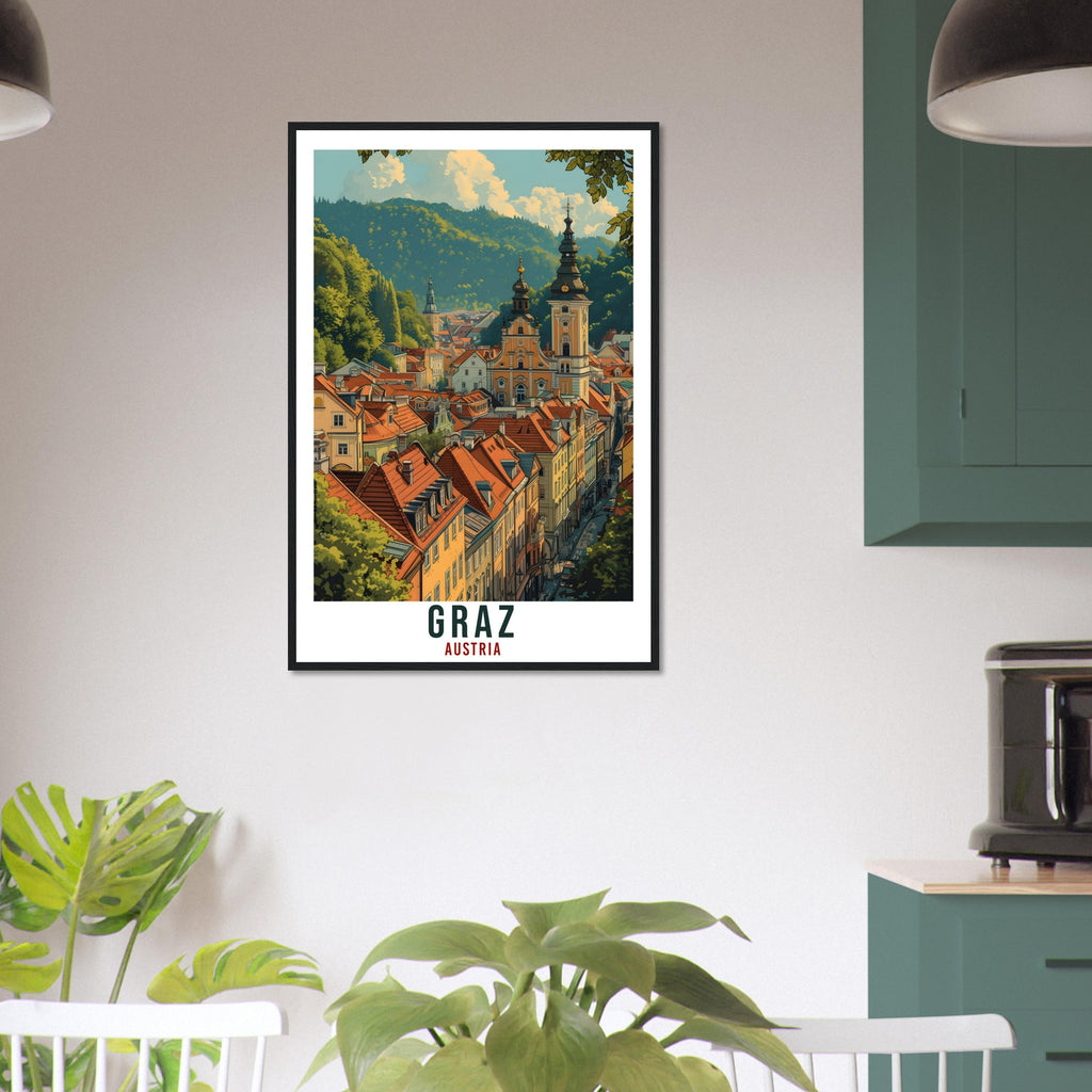 Graz Gift Travel Print Austria Home Decoration Graz Austrian City Wall Art Gift Wall Hanging Art Lover Austria Artwork Graz Travel Poster