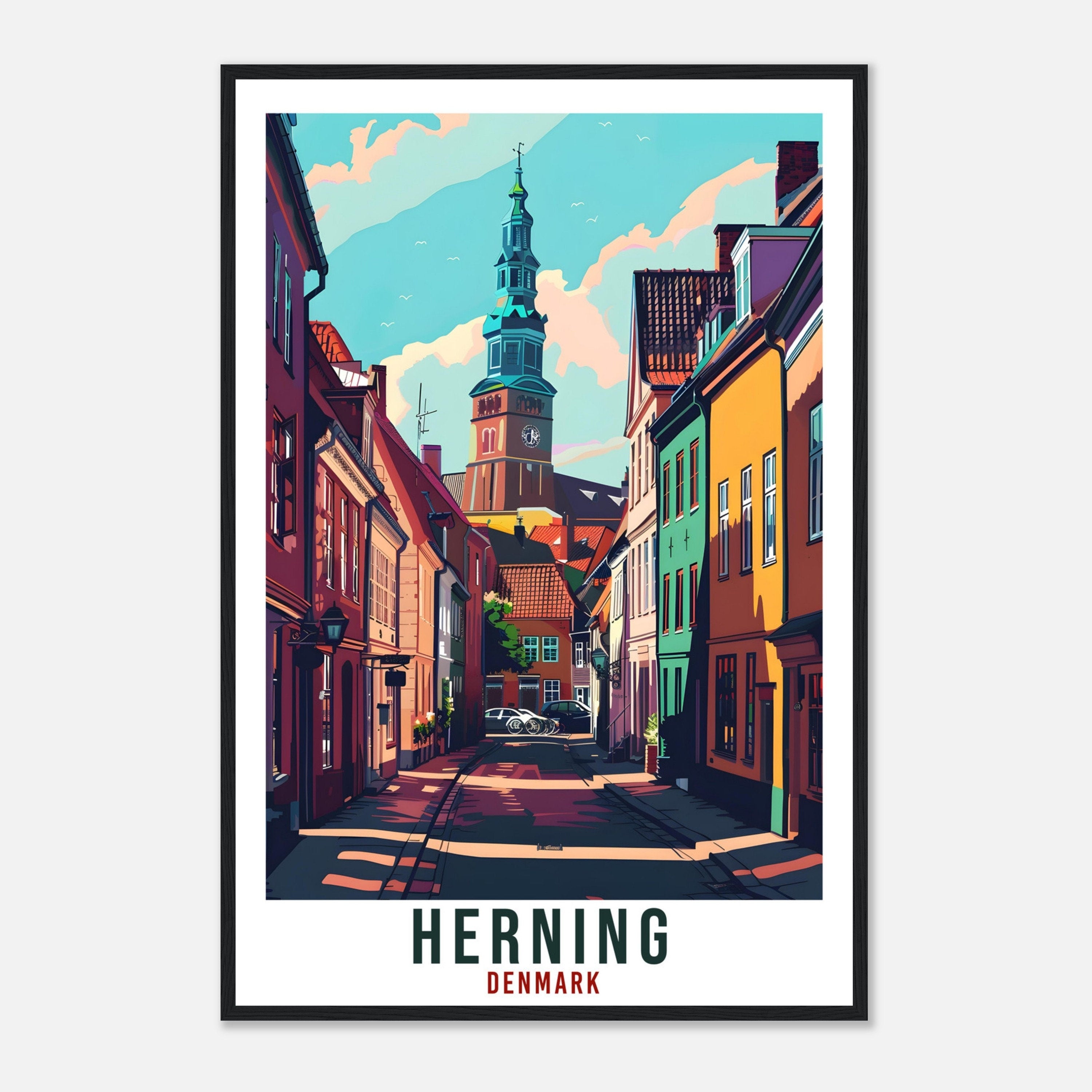 Herning Travel Print Denmark Wall Art Wall Hanging Home Living Décor Herning Gift Art Lovers Gift Denmark Artwork Gift Danish Travel Poster