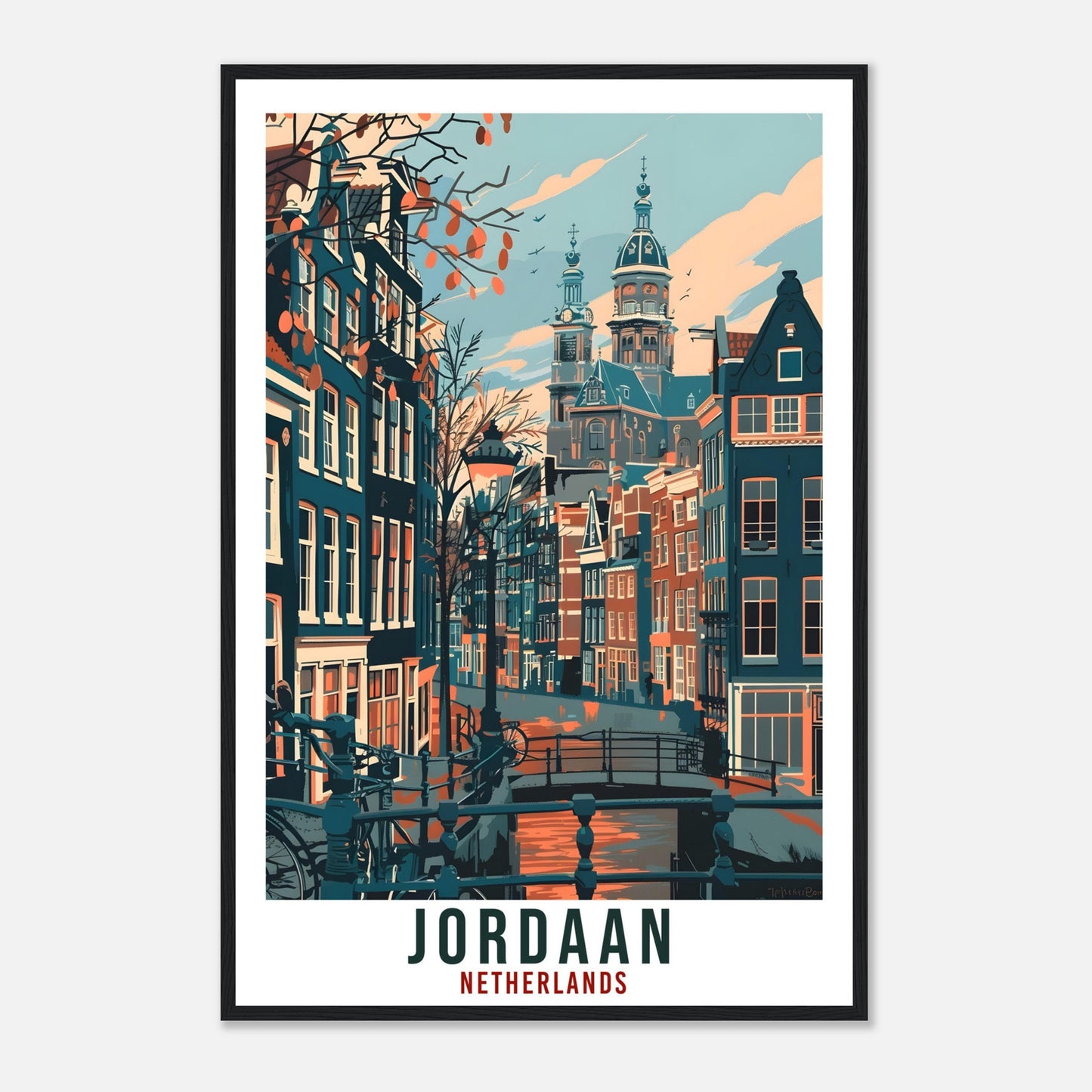 Jordaan Travel Print Amsterdam Holland Wall Art Wall Hanging Home Décor Gift Art Lover Gift Dutch Artwork Gift The Netherlands Travel Poster