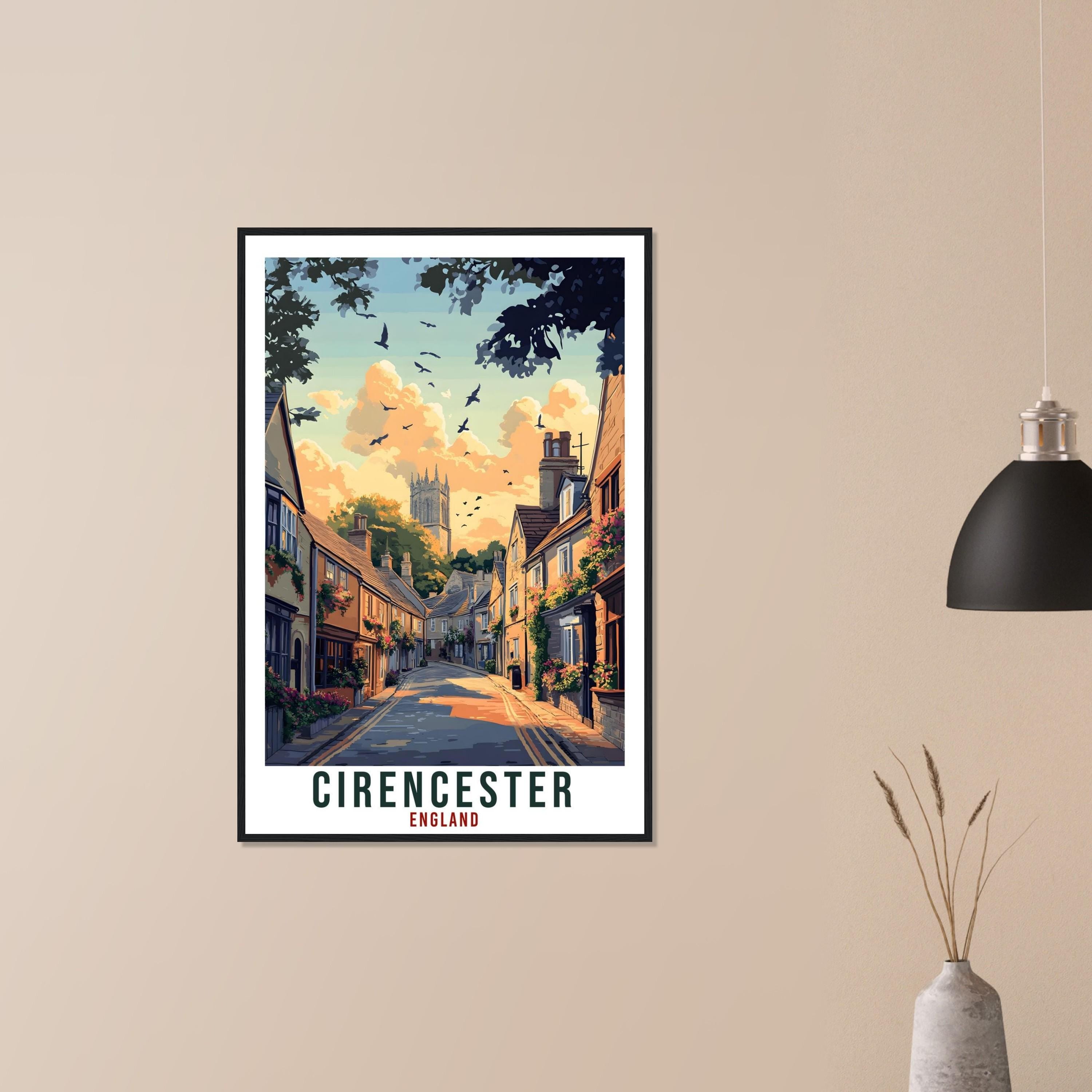 Cirencester Travel Print England Home Decor Cirencester Wall Art Gift Wall Hanging Art Lover England Republic Artwork Travel Poster UK Art