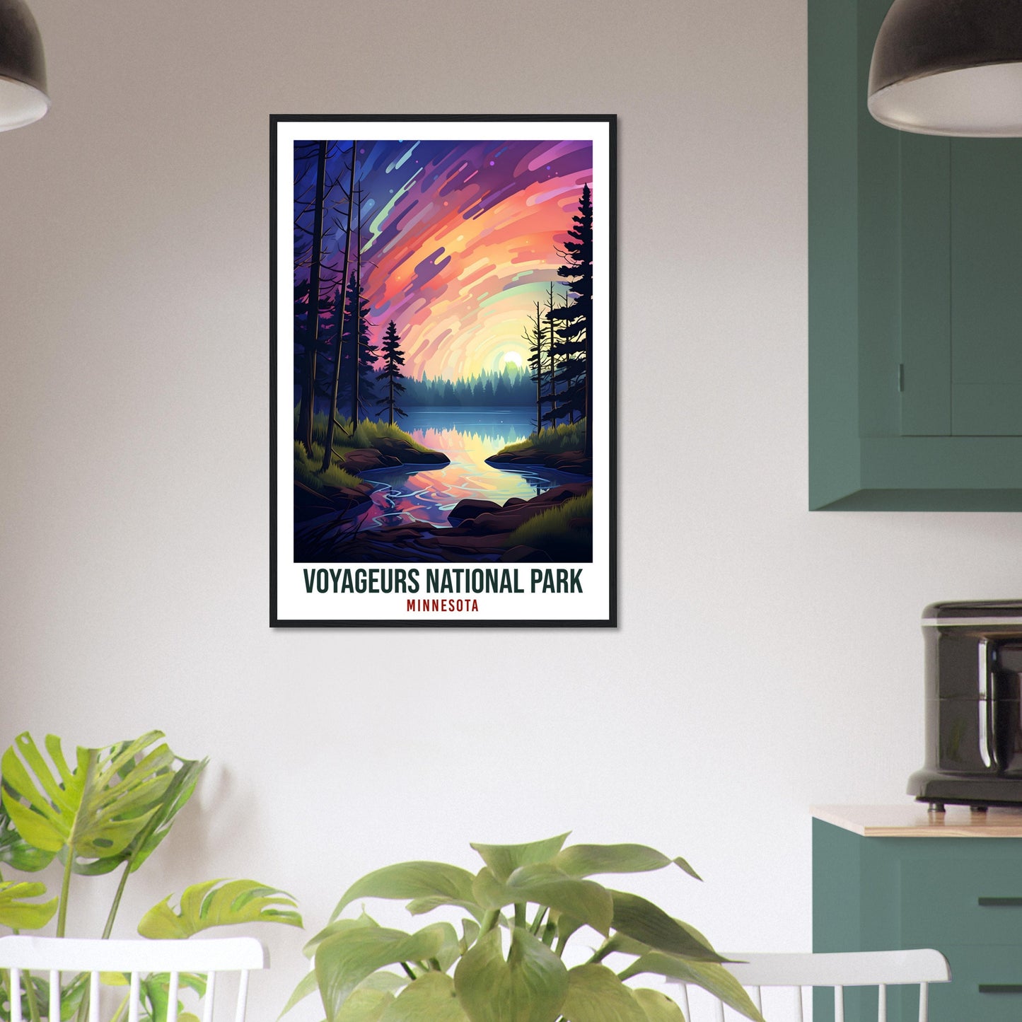 Voyageurs National Park Travel Print Minnesota Northern Lights Wall Art Wall Hanging Travel Art Gift Voyageurs National Park Travel Poster