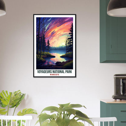 Voyageurs National Park Travel Print Minnesota Northern Lights Wall Art Wall Hanging Travel Art Gift Voyageurs National Park Travel Poster