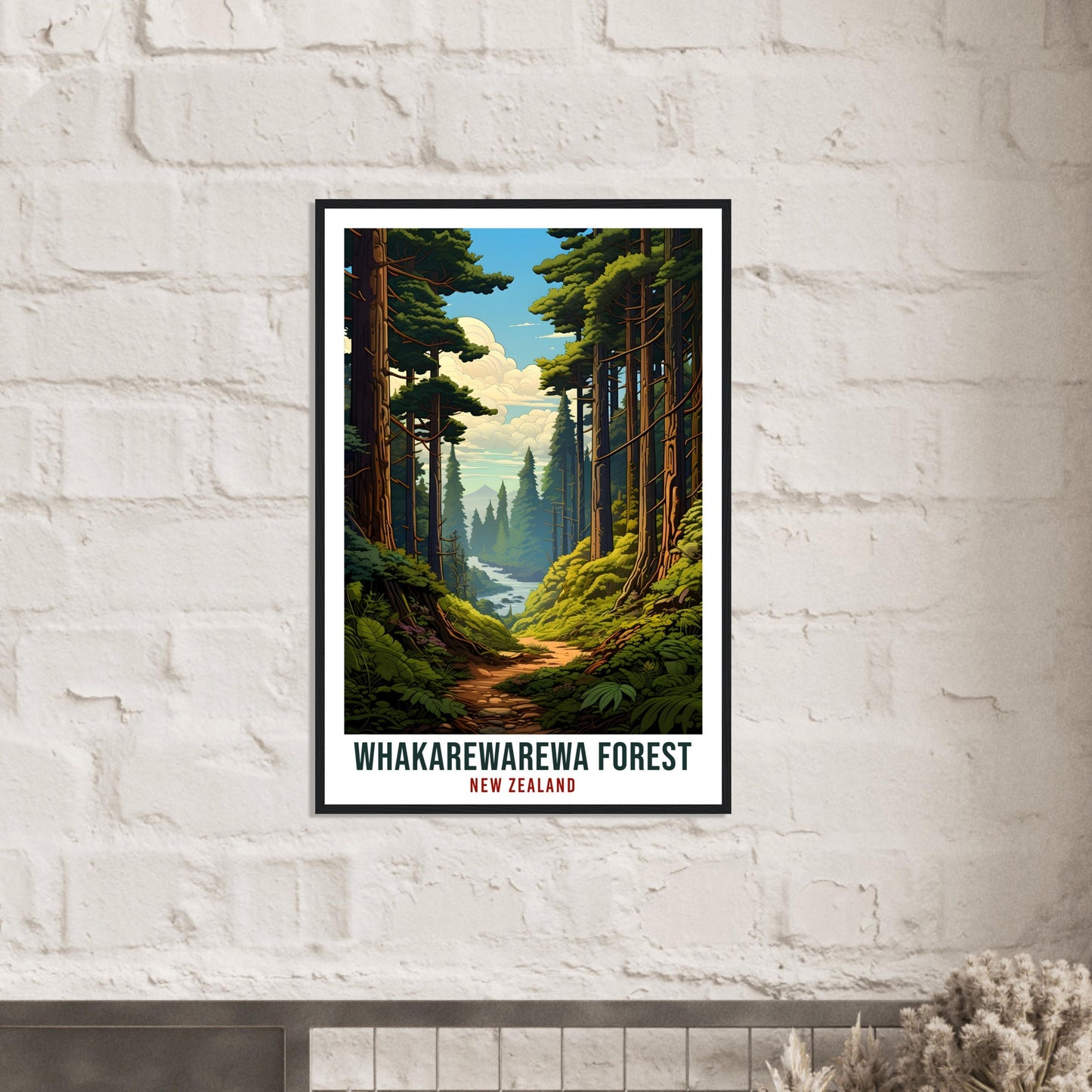 Whakarewarewa Forest Travel Print Wall Art Whakarewarewa Forest New Zealand Artwork Whakarewarewa Travel Poster New Zealand Art Lovers Gift