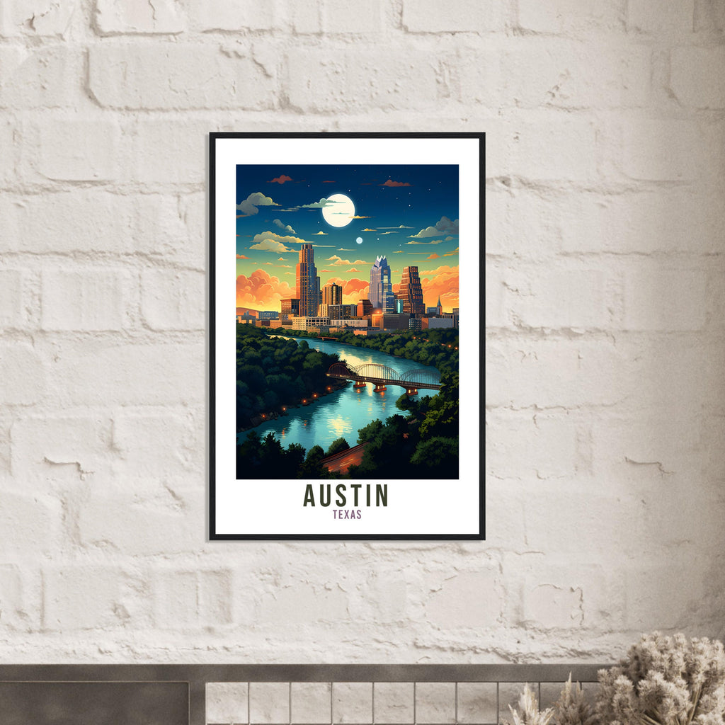 Austin Travel Print Wall Art Houston Texas Wall Art Austin Travel Poster USA Home Decor Austin Art Lovers Gift Austin Texas City Travel Art
