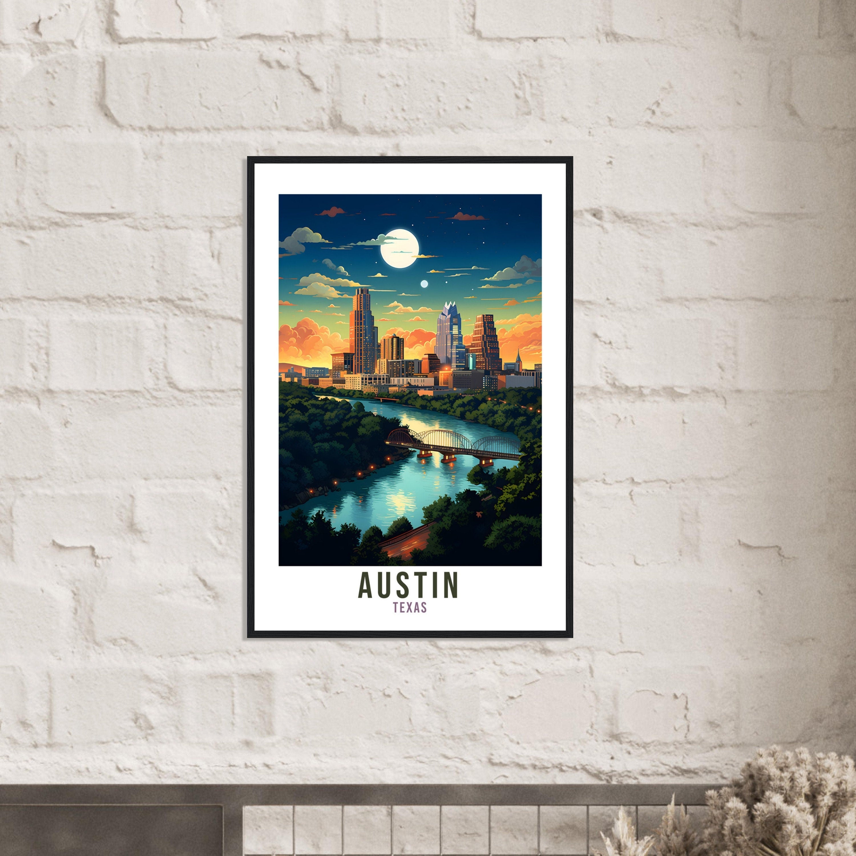 Austin Travel Print Wall Art Houston Texas Wall Art Austin Travel Poster USA Home Decor Austin Art Lovers Gift Austin Texas City Travel Art