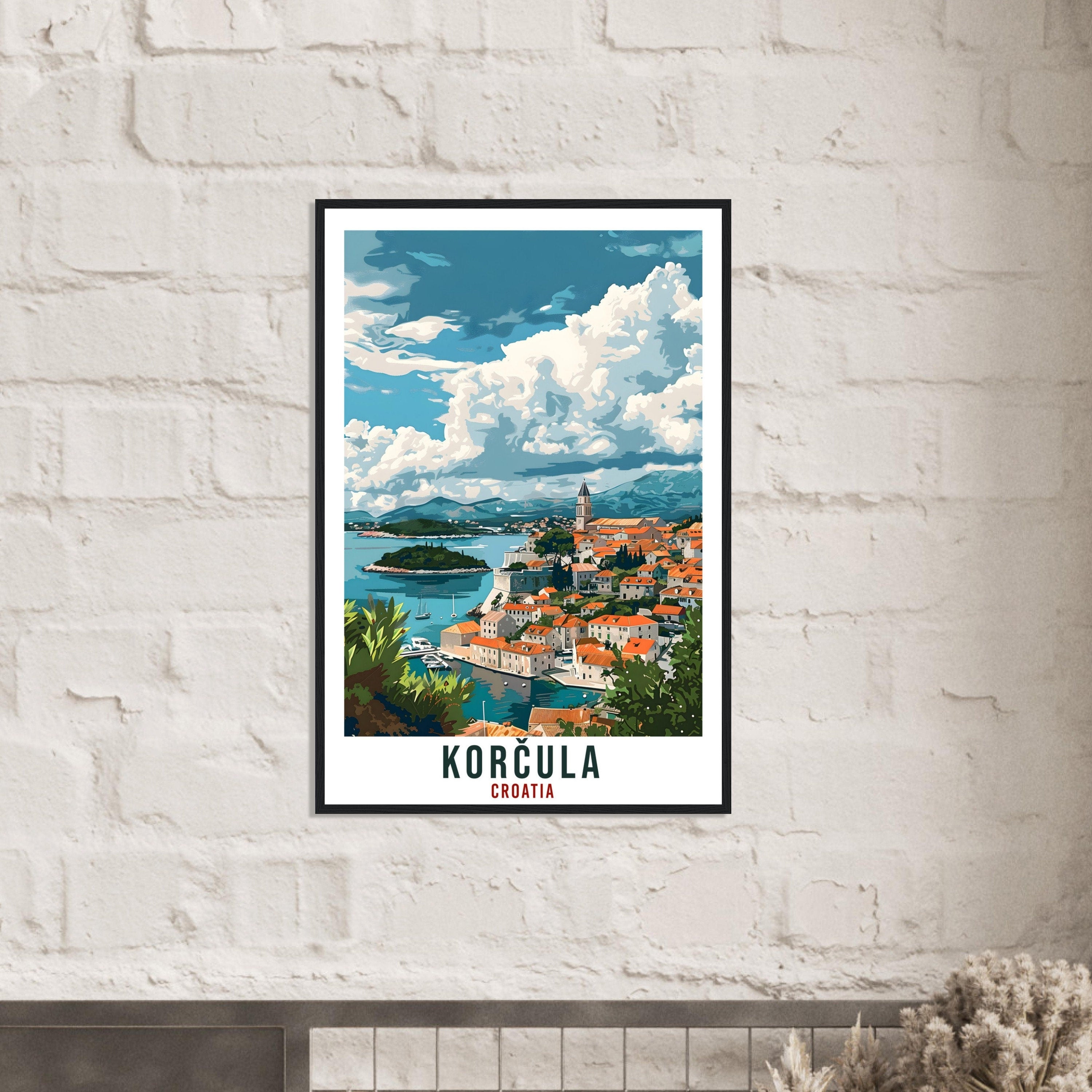 Korčula Travel Print Croatia Wall Art Wall Hanging Home Décor Korčula Gift Croatian Landmark Artwork Gift Croatia Holiday Travel Poster