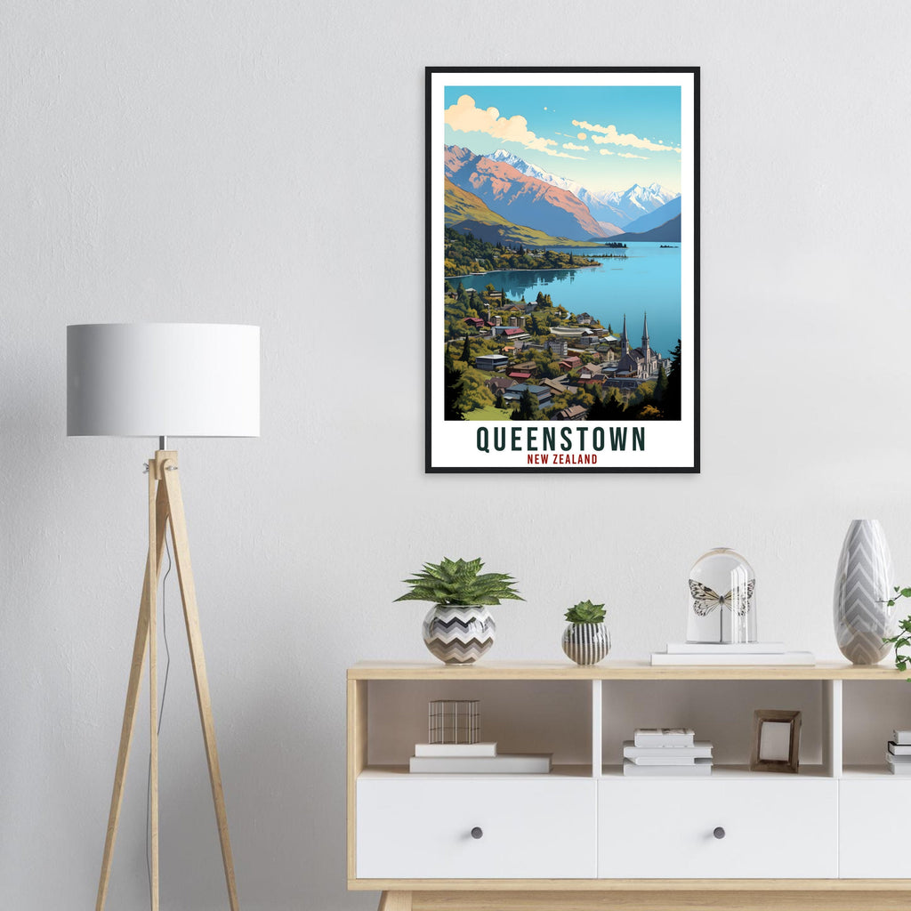 Queenstown Travel Print Wall Art Queenstown New Zealand City Artwork Queenstown Art Gift Queenstown Travel Poster New Zealand Art Lover Gift
