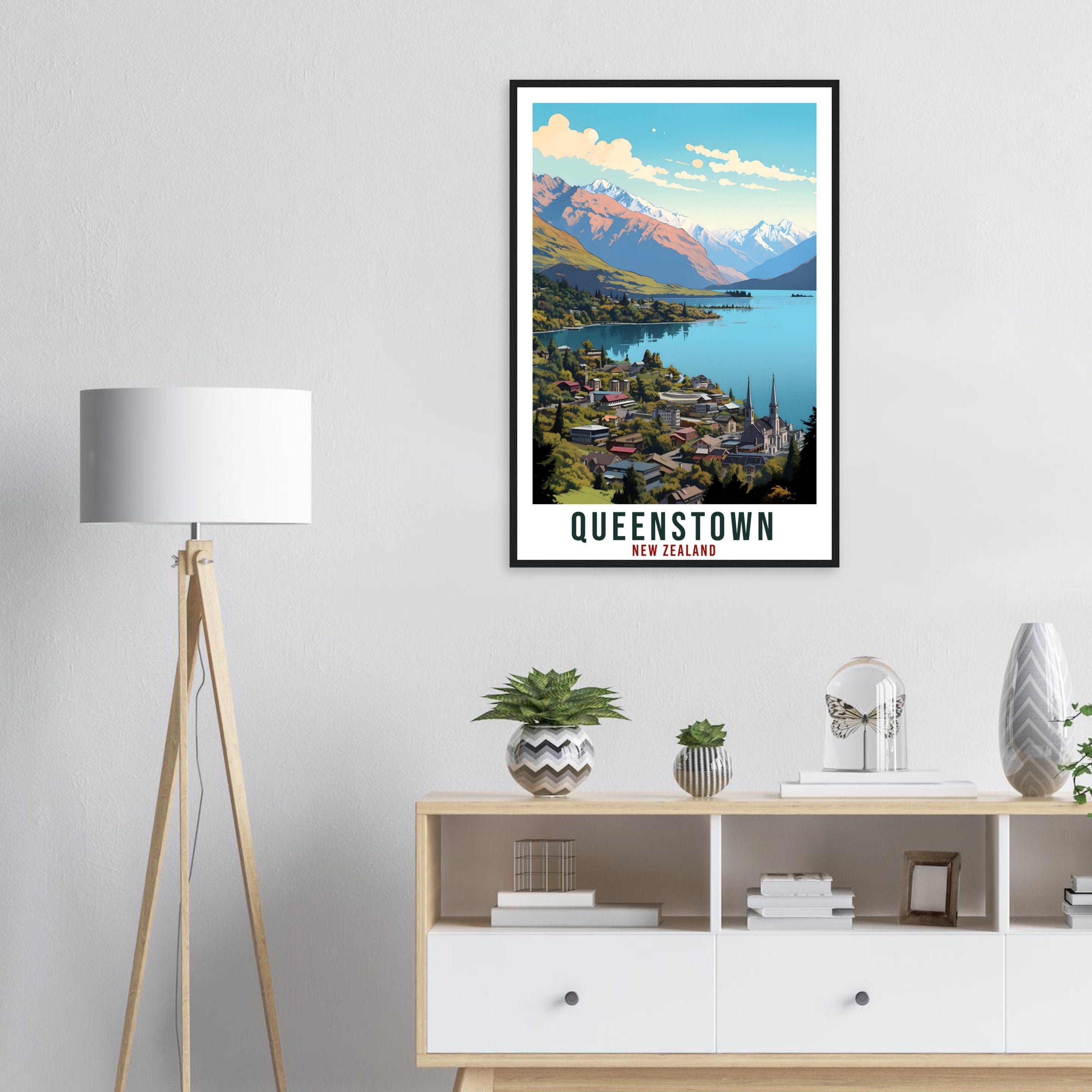 Queenstown Travel Print Wall Art Queenstown New Zealand City Artwork Queenstown Art Gift Queenstown Travel Poster New Zealand Art Lover Gift