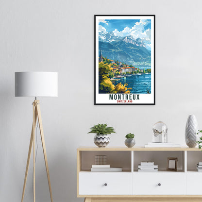Montreux Travel Print Swiss Wall Art Wall Hanging Home Living Décor Montreux Gift Art Lovers Switzerland Artwork Gift Swiss Travel Poster