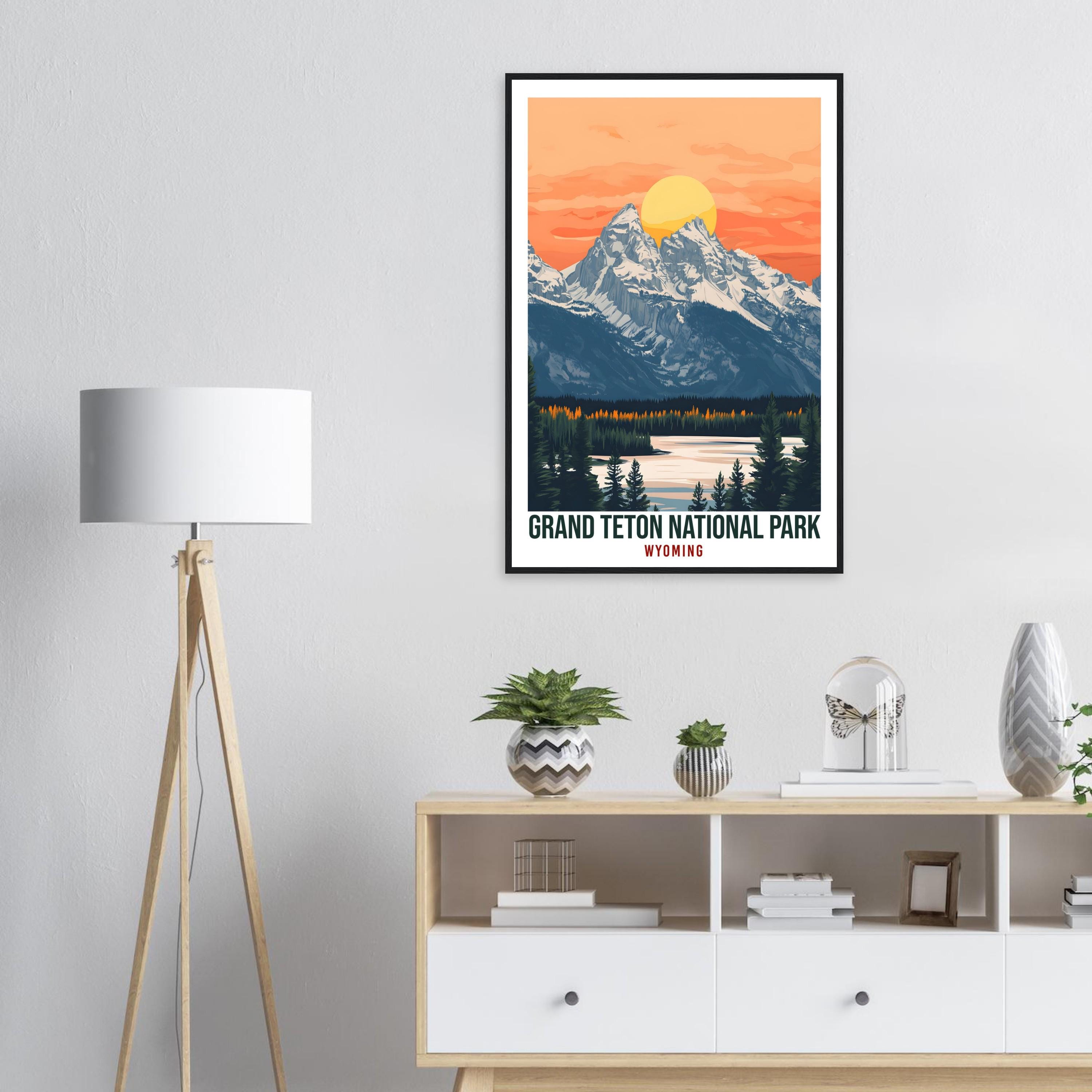 Grand Teton National Park Wyoming USA Travel Print Wall Art Wall Hanging Home Décor Grand Teton Gift Travel Art USA  Artwork Travel Poster
