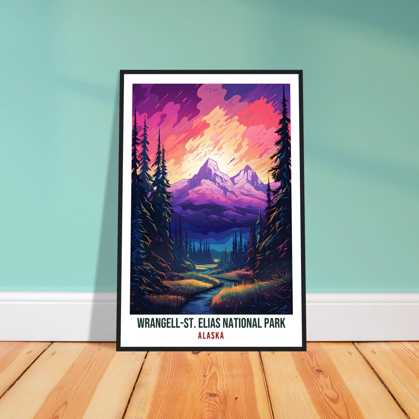 Wrangell-St Elias Travel Print Alaska Northern Light Wall Art Decor Travel Art Gift Wrangell-St Elias Travel Poster Alaska National Park Art