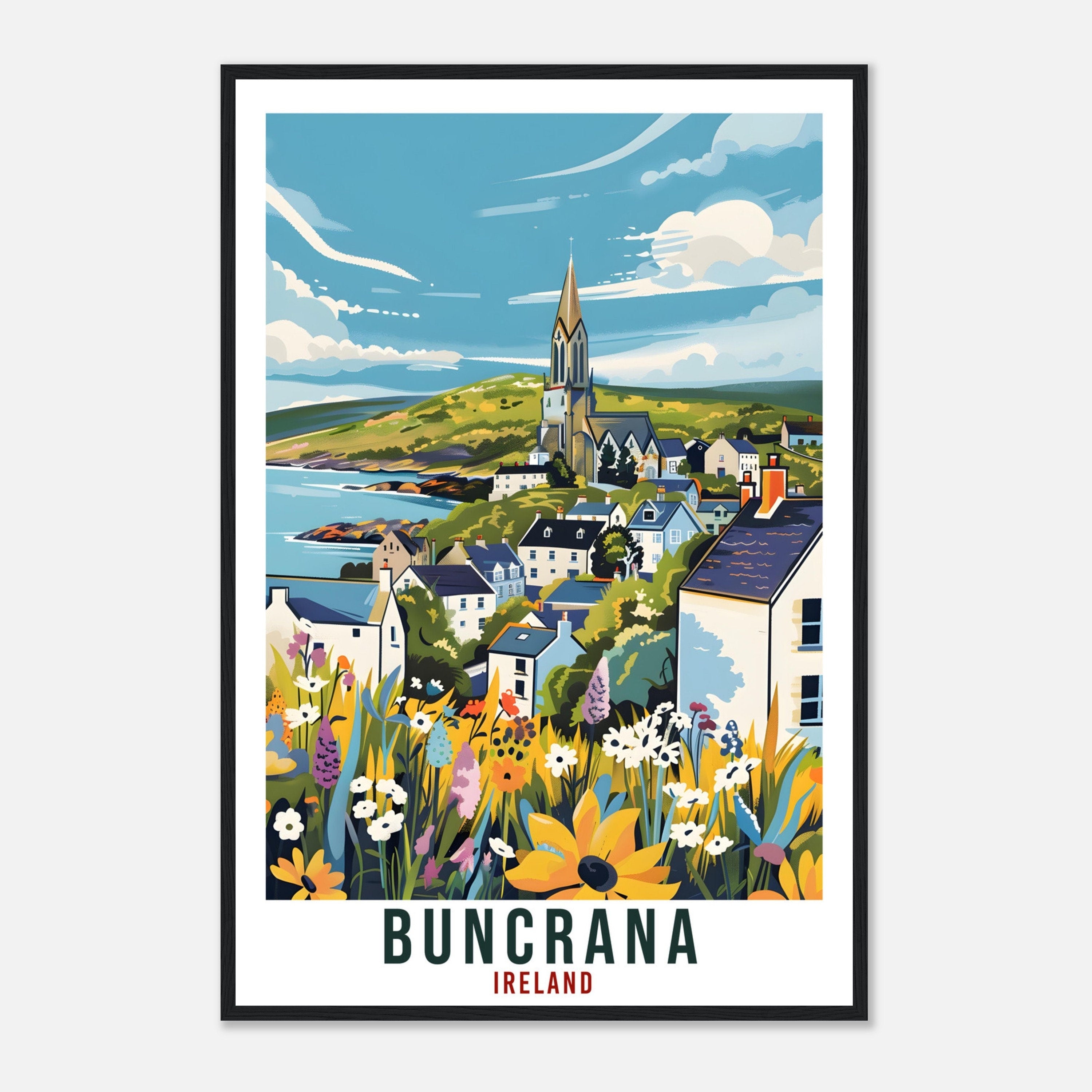 Buncrana Travel Print Ireland Wall Art Wall Hanging Home Living Décor Buncrana Gift Art Lovers Gift Irish Artwork Gift Ireland Travel Poster