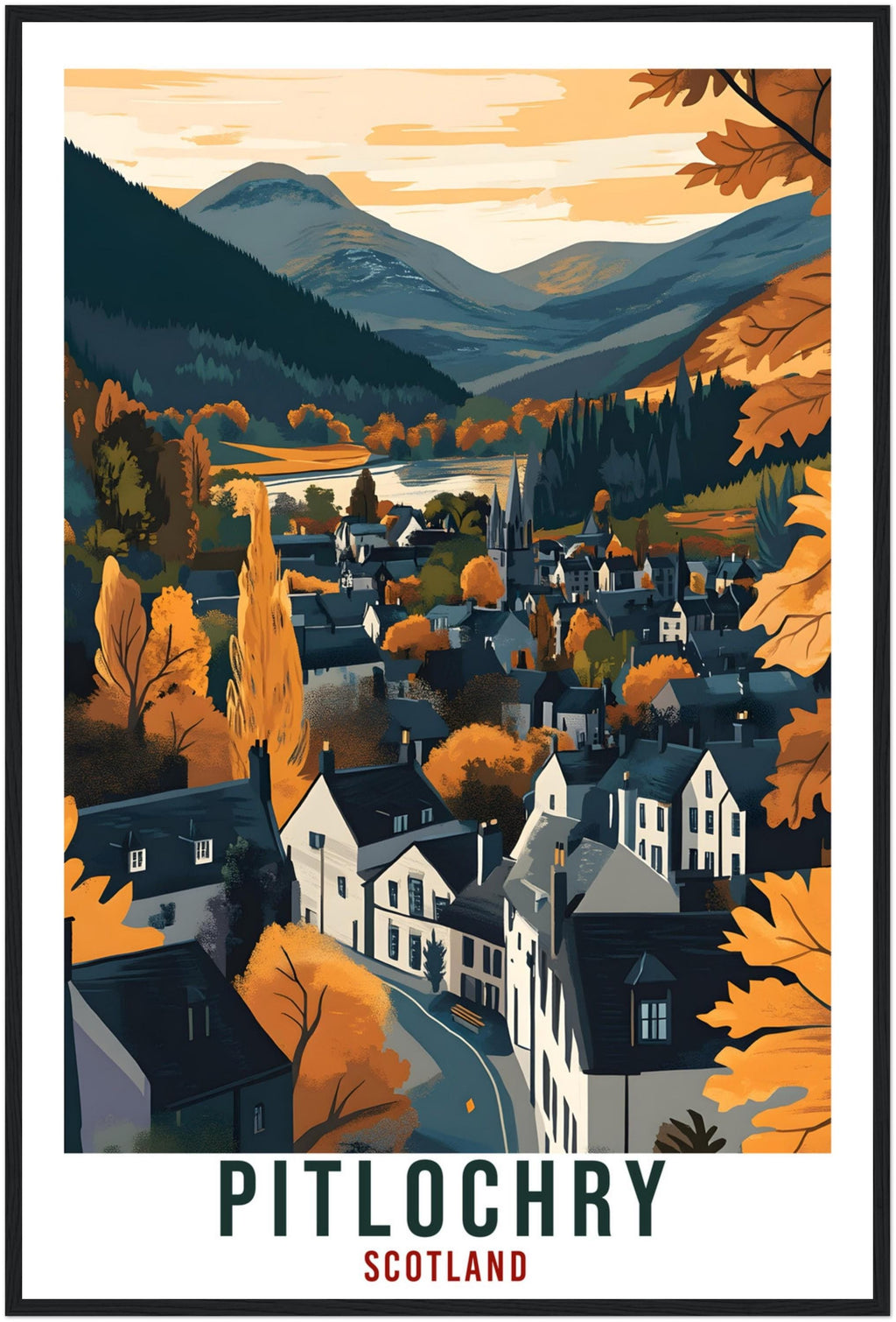 Pitlochry Travel Print Scotland Home Decor Pitlochry Wall Art Wall Hanging Art Lover Scotland Artwork Travel Poster Pitlochry Travel Art