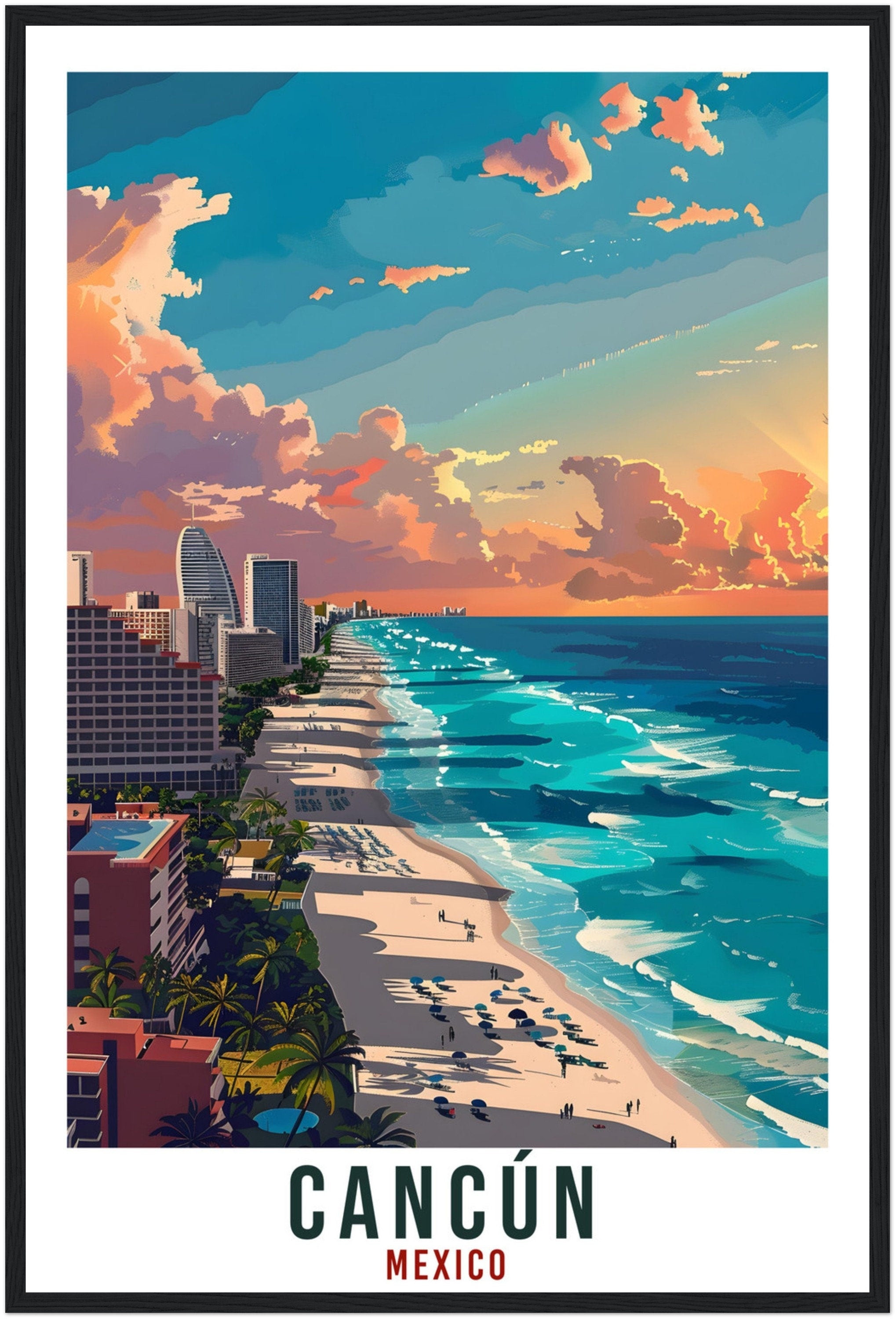 Cancún Mexico Travel Print Mexico Wall Art Wall Hanging Home Décor Cancún Gift Mexico Landmark Artwork Gift South America Travel Poster