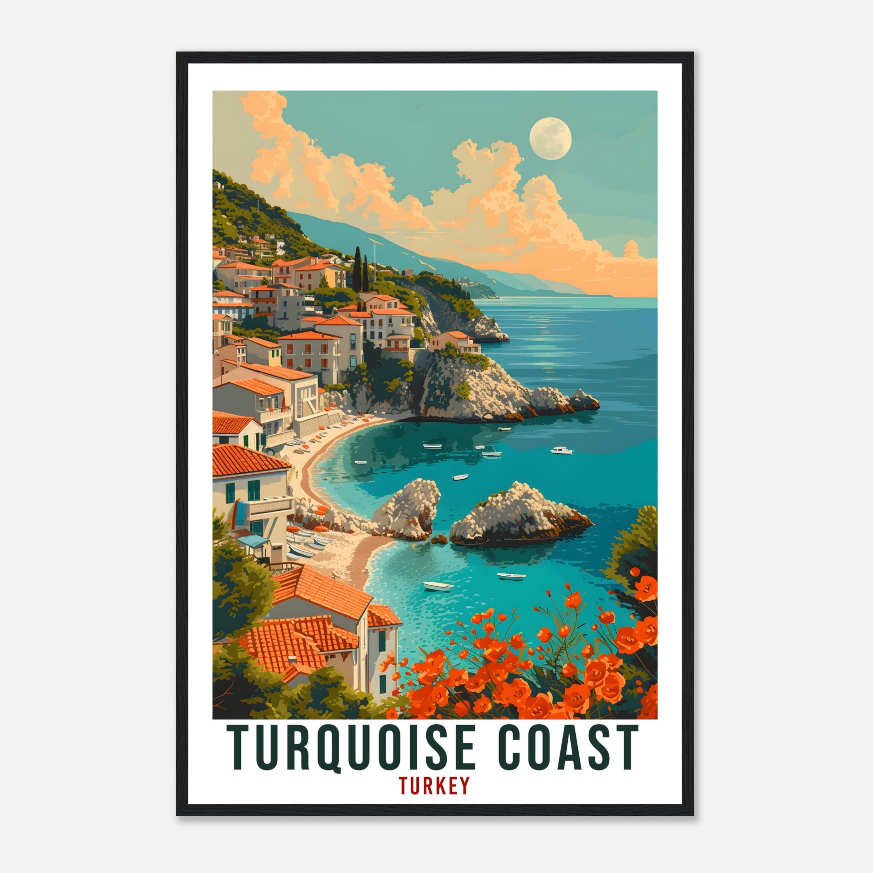Turquoise Coast Travel Print Turkey Home Decor Turkish Wall Art Gift Wall Hanging Art Lover Turkey Artwork Turquoise Coast Travel Poster
