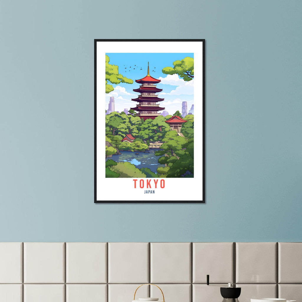 Tokyo Temple Travel Poster Tokyo Wall Hanging Japan Artwork Travel Print Wall Art Tokyo Japan Asia Home Decor Tokyo Gift Travel Art Japan