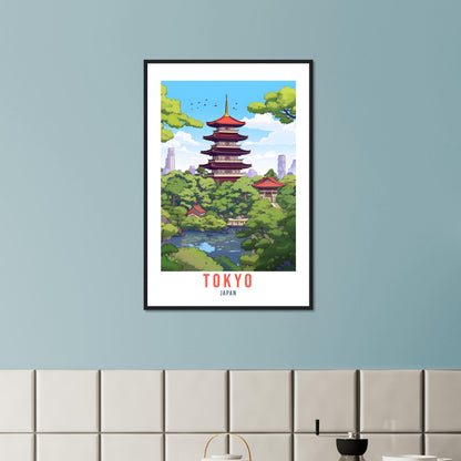 Tokyo Temple Travel Poster Tokyo Wall Hanging Japan Artwork Travel Print Wall Art Tokyo Japan Asia Home Decor Tokyo Gift Travel Art Japan
