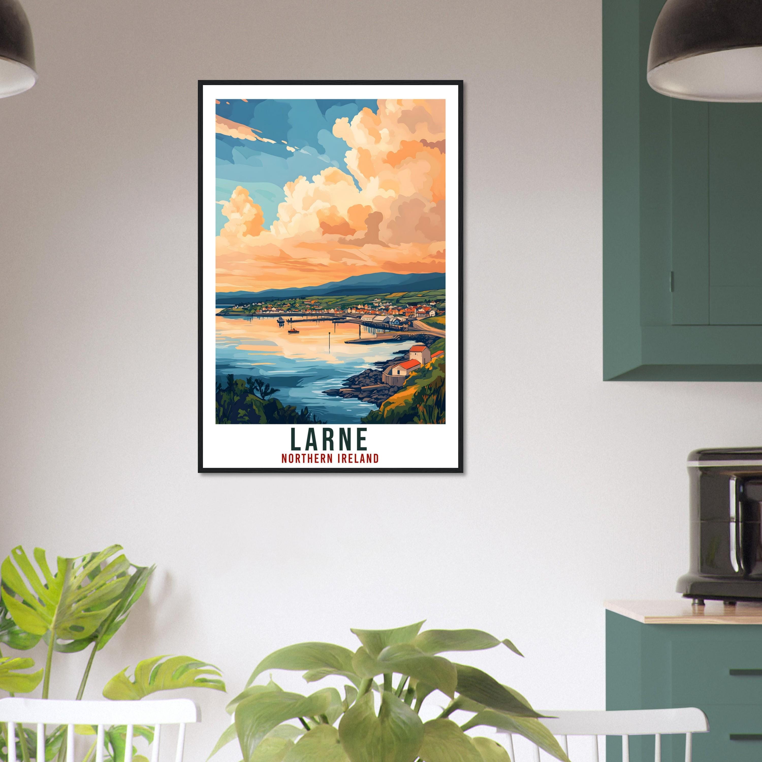 Larne Travel Print Northern Ireland Home Decor Co Antrim Wall Art Wall Hanging Art Lover Irish Artwork Travel Poster Larne Ireland Travel