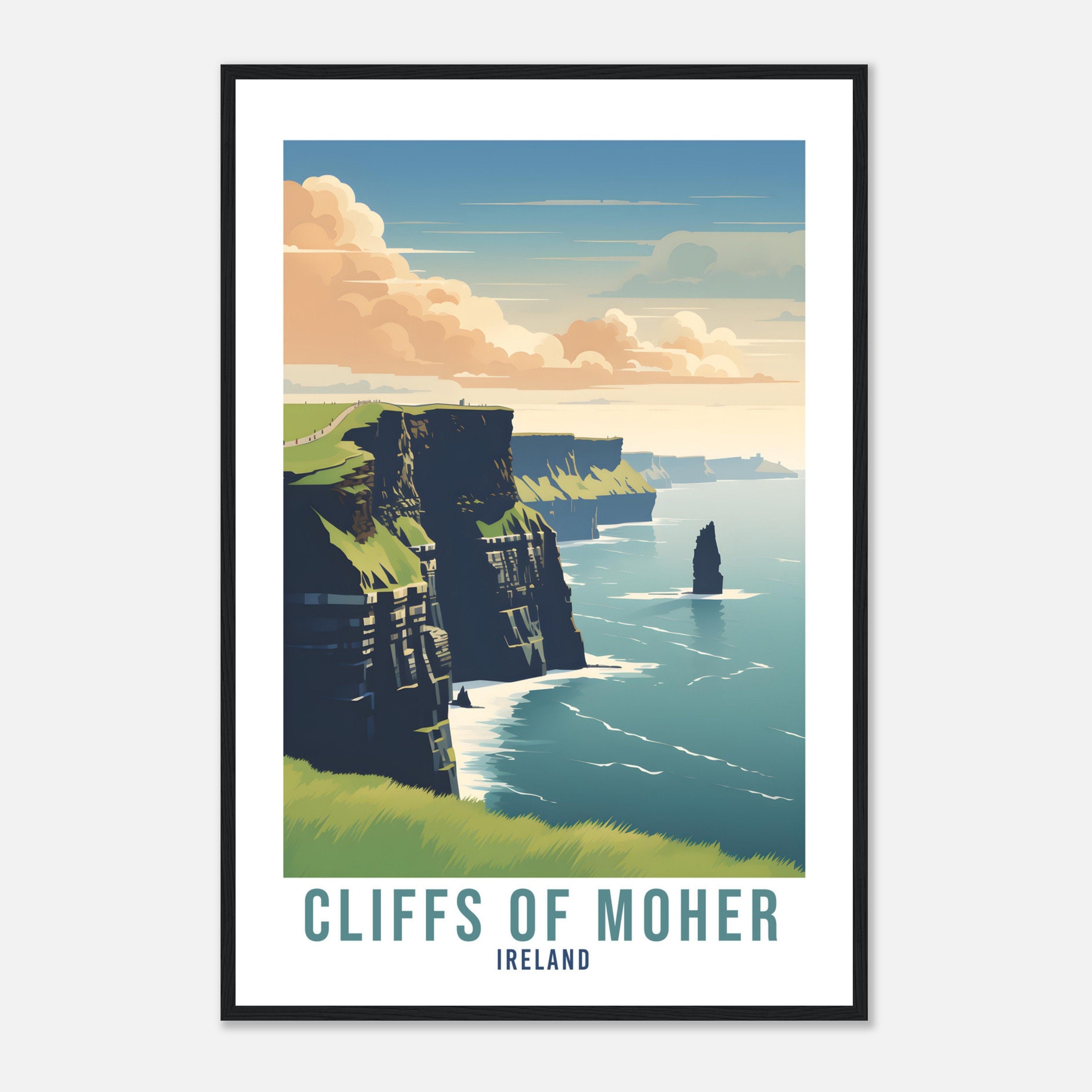 Cliffs Of Moher Travel Print Ireland Co. Clare Seaside Coastal Landscape Wall Hanging Cliffs Of Moher Artwork Gift Irish Coast Poster Gift