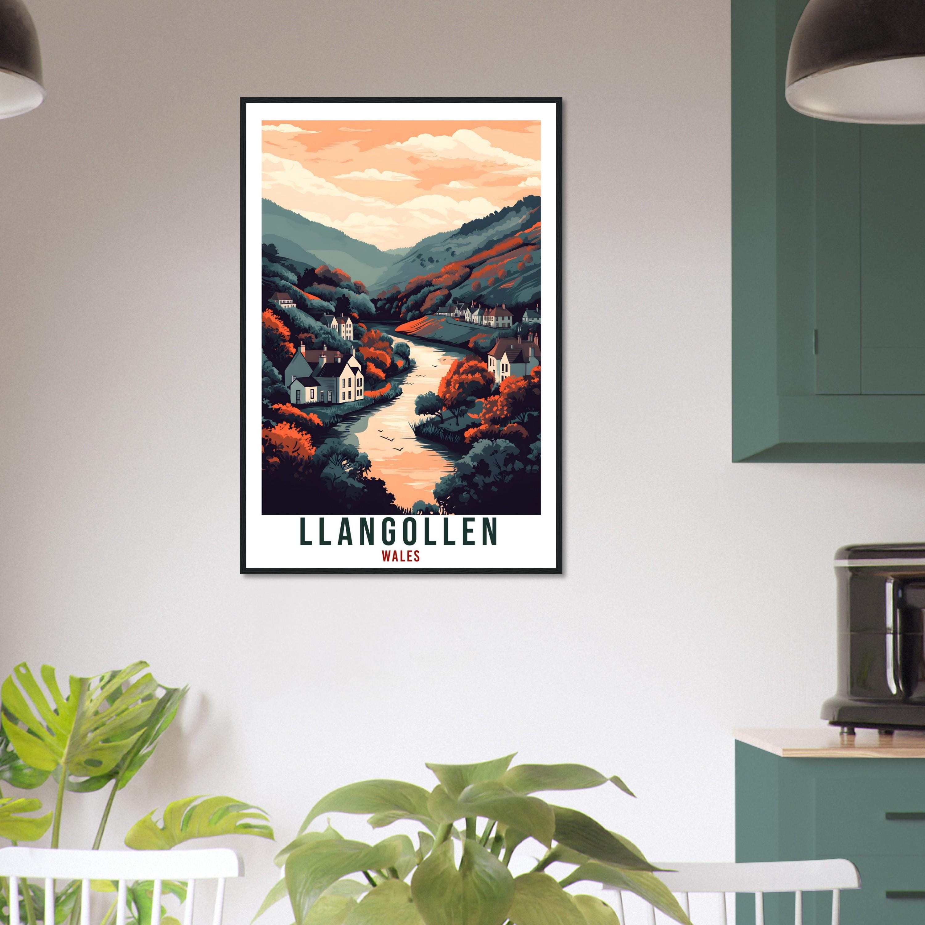 Llangollen Travel Print Wales Home Decor Llangollen Wall Art Wall Hanging Art Lover Wales Artwork Travel Poster Llangollen Travel Art Gift