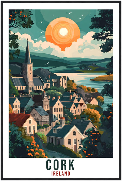 Cork Travel Print Ireland Home Decor Cork Wall Art Gift Wall Hanging Art Lover Cork Irish Artwork Travel Poster Ireland Travel Art Gift