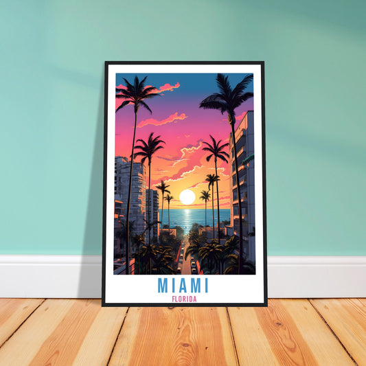 Miami Travel Print Wall Miami Florida Sunset Wall Hanging Travel Poster Miami City Landscape Florida Home Decor Florida Gift Travel Art