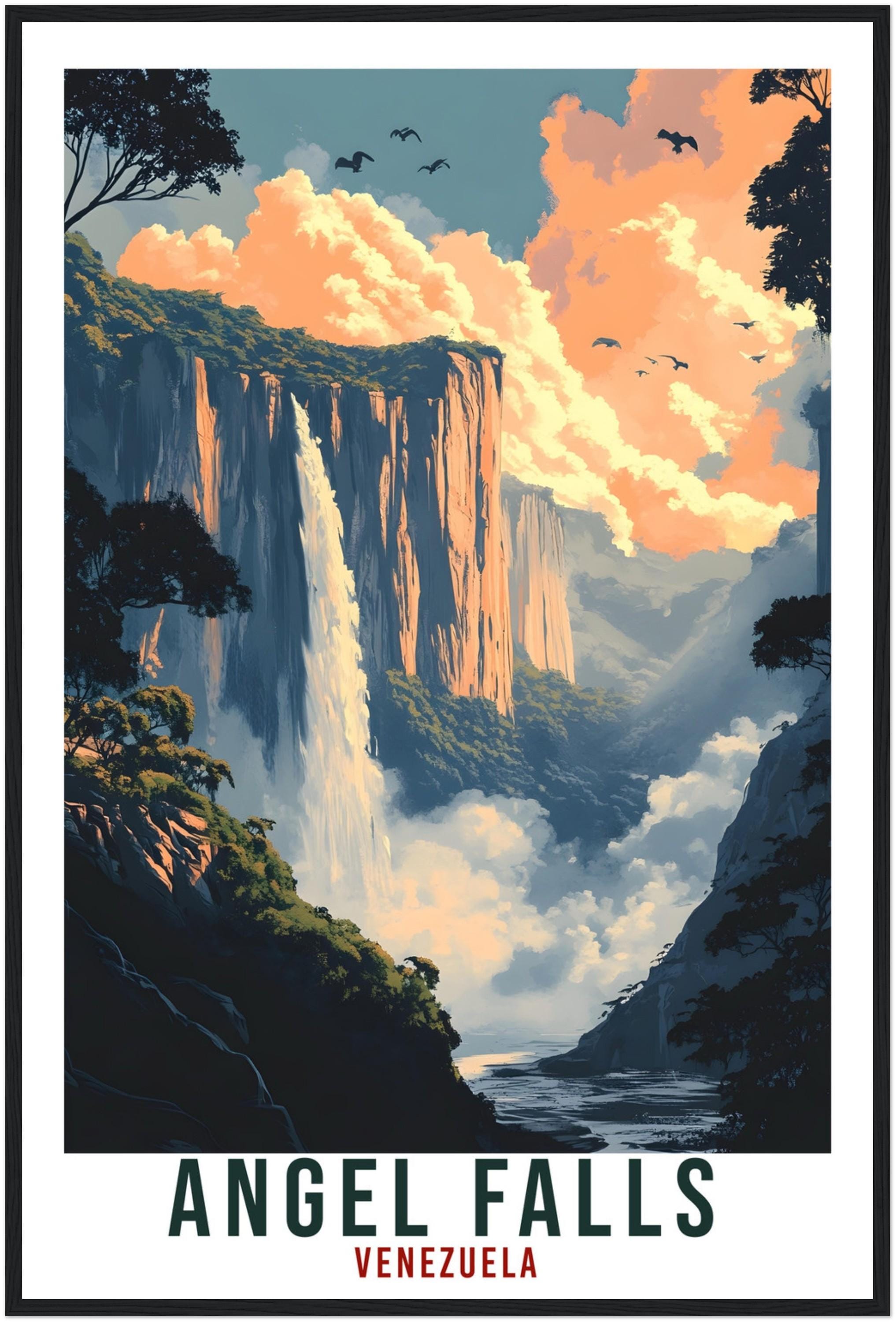Angel Falls Travel Print Venezuela Home Decor Wall Art Gift Wall Hanging Art Lover Angel Falls Venezuelan Artwork Travel Poster Travel Art