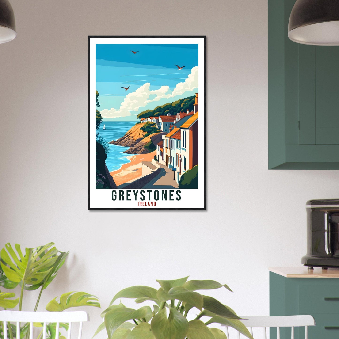 Greystones Travel Print Ireland Home Decor Greystones Wall Art Wall Hanging Art Lover Irish Artwork Travel Poster Greystones Ireland Travel